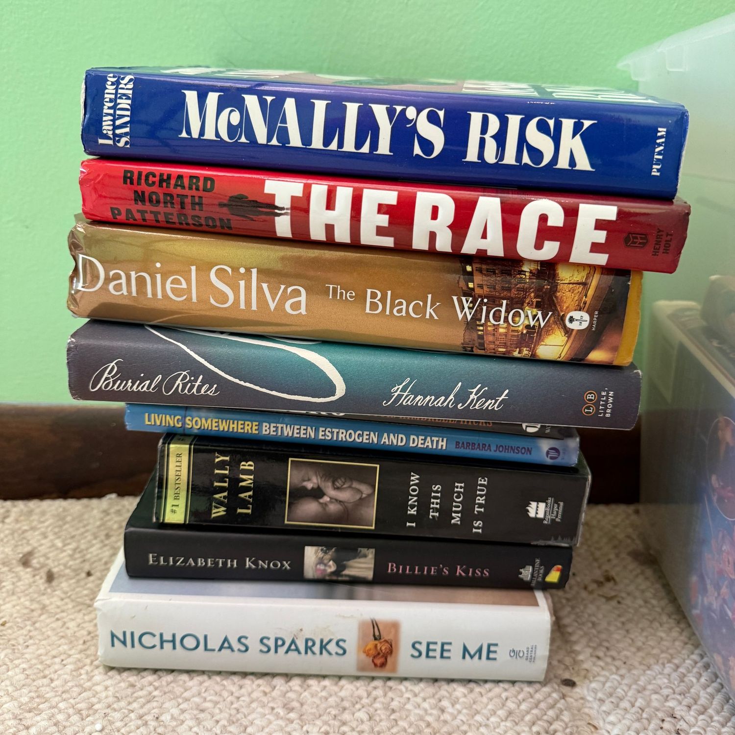 Group of books including Nicholas Sparks
