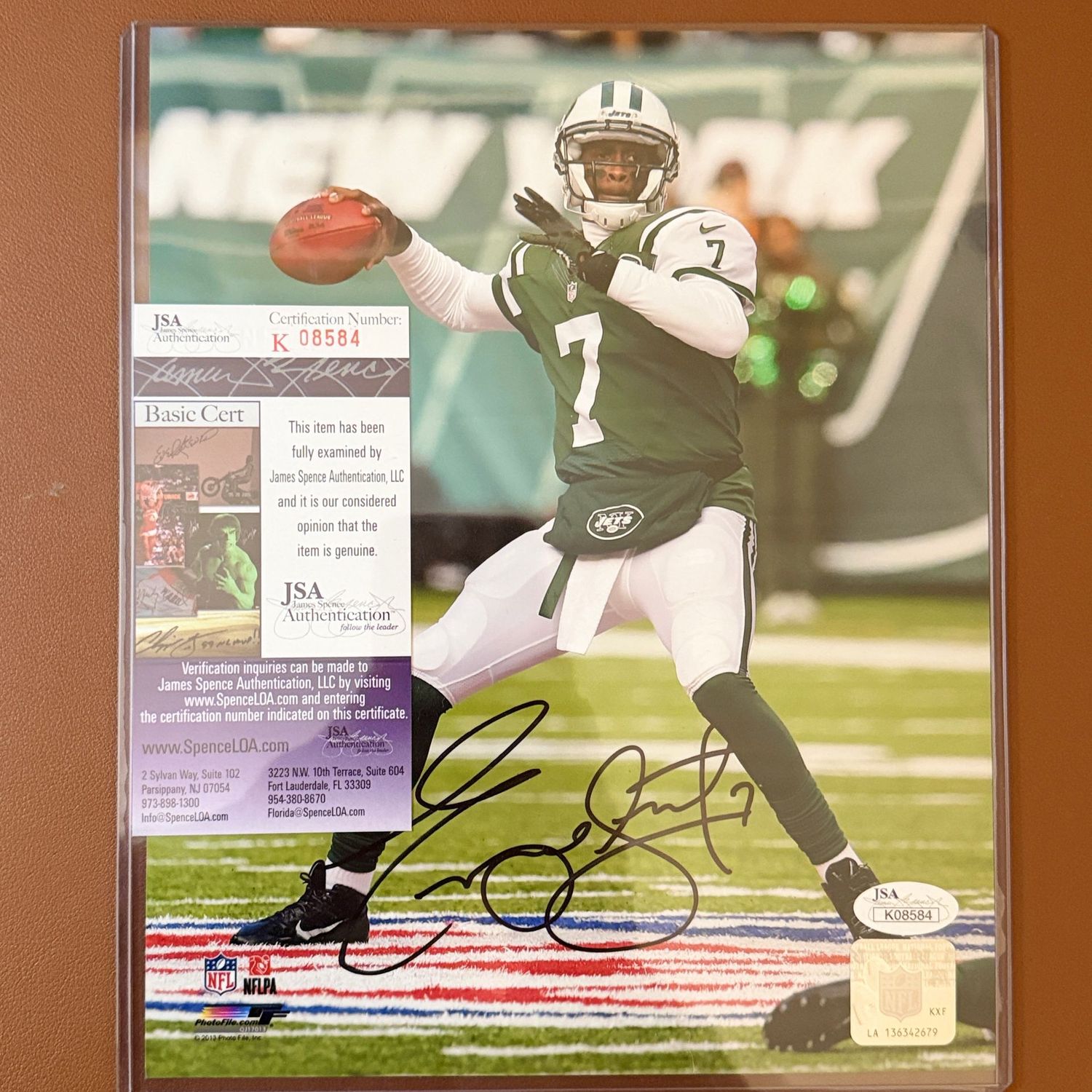 Autographed 8x10 #39 Geno Smith Jets, JSA Certified