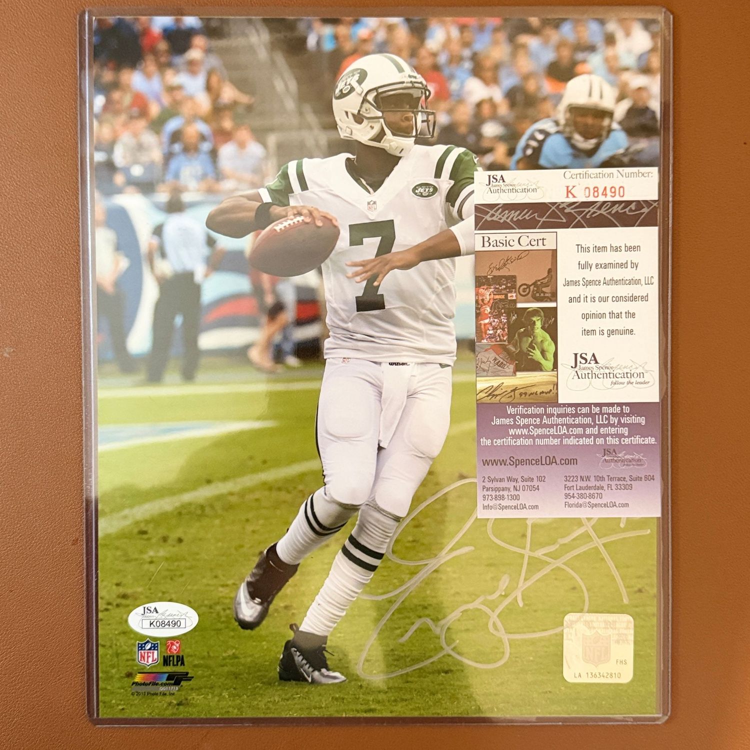 Autographed 8x10 #38 Geno Smith, Jets, JSA certified