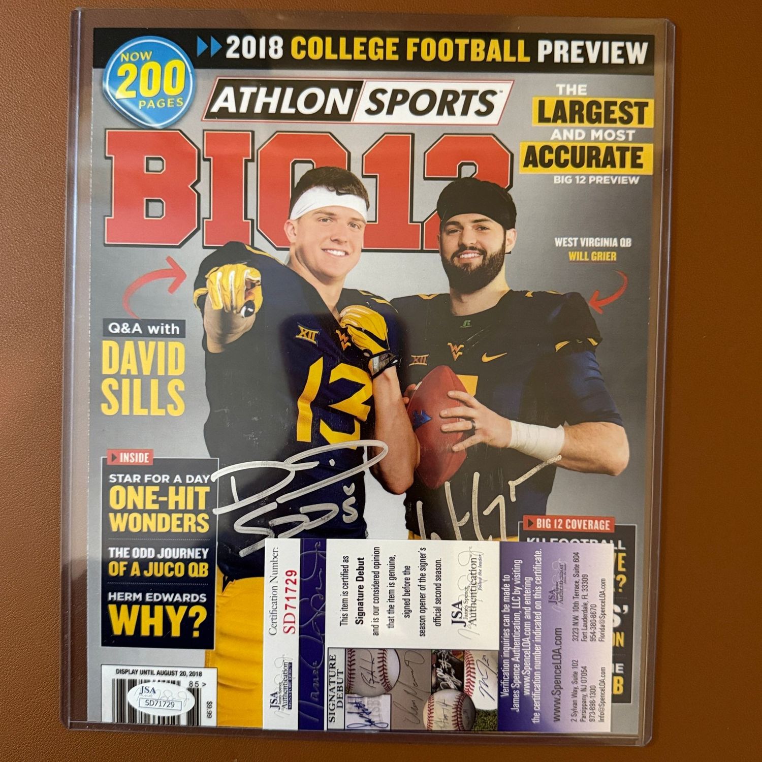 Autographed 8x10 #55 David Sills, Will Grier