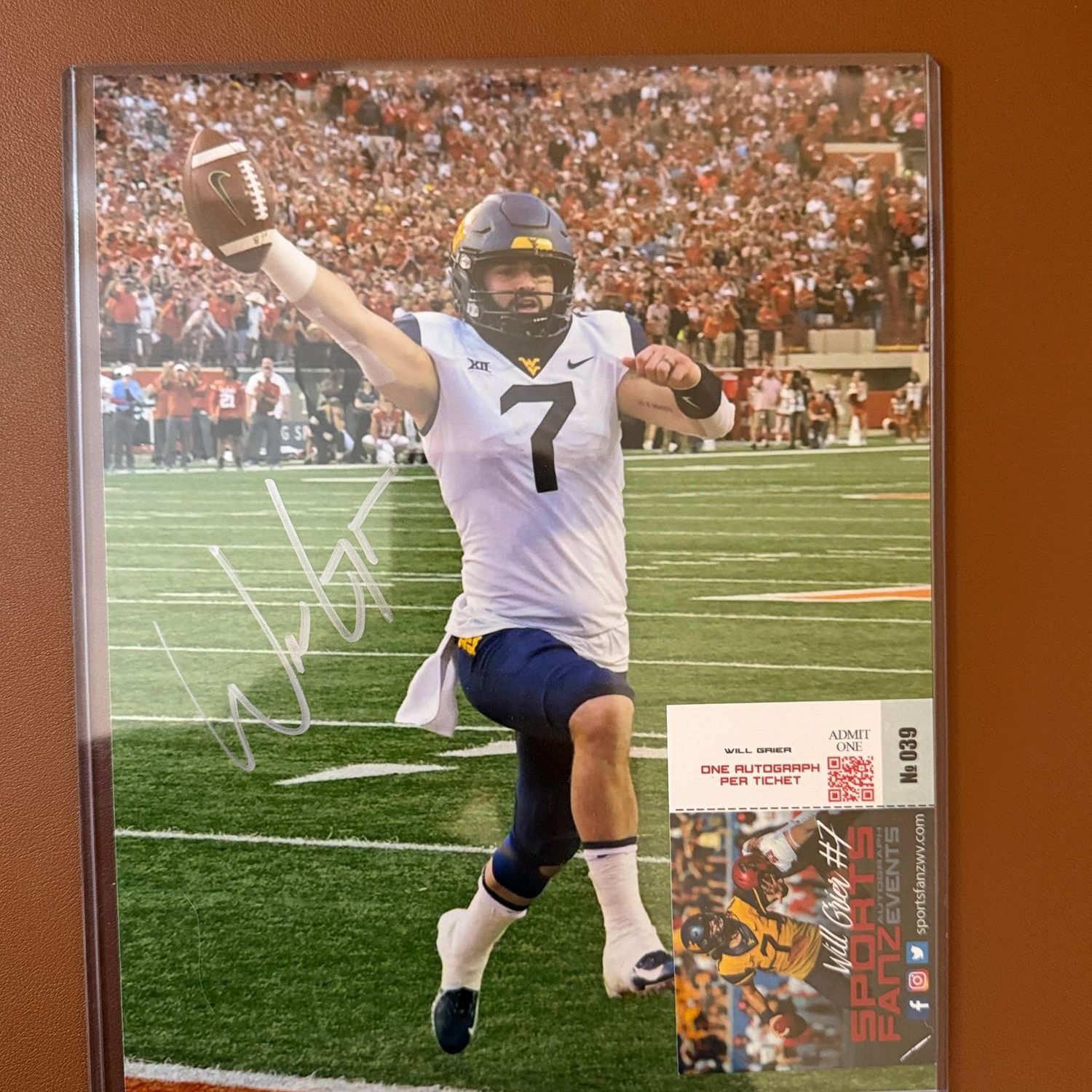 Autographed 8x10 #60 Will Grier