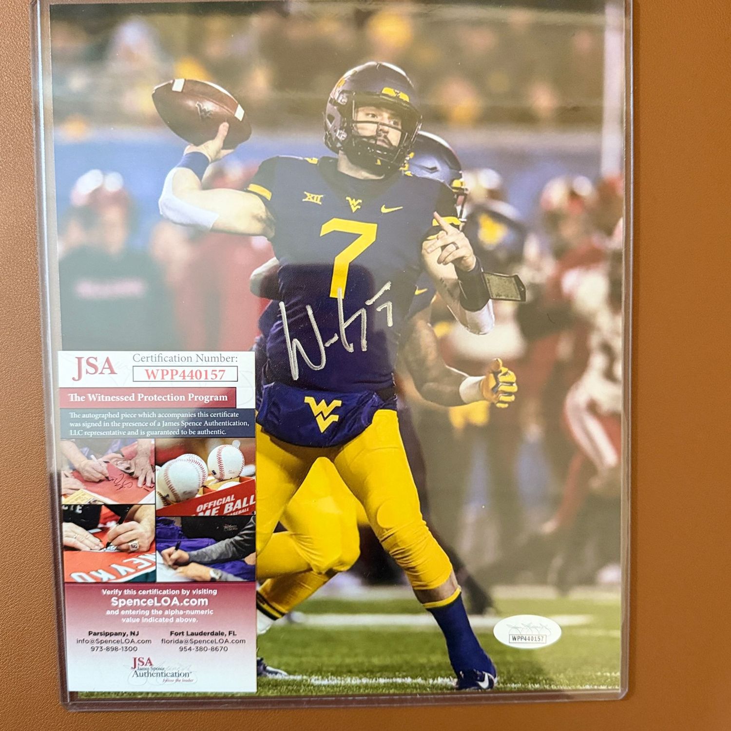 Autographed 8x10 #65 Will Grier, JSA certified