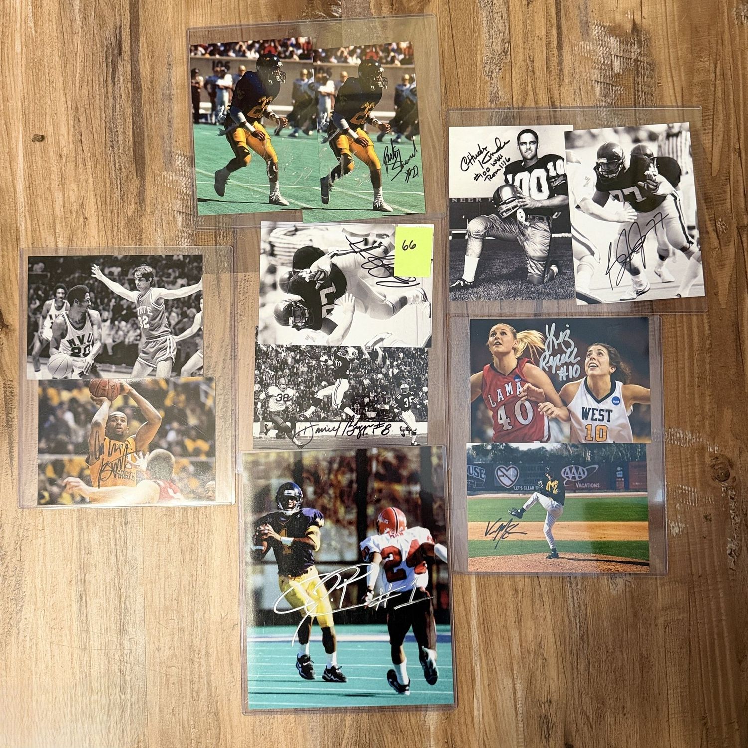 Autographed (most) 5x7 #66 Group of sports photographs, basketball, football, baseball