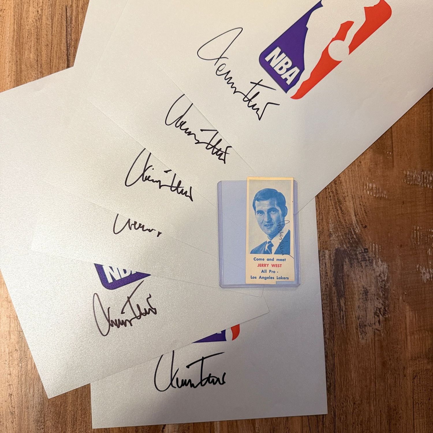 Autographed 8x10 #68 NBA promotions & ticket for All-Pro Lakers Jerry West (Also Signed)