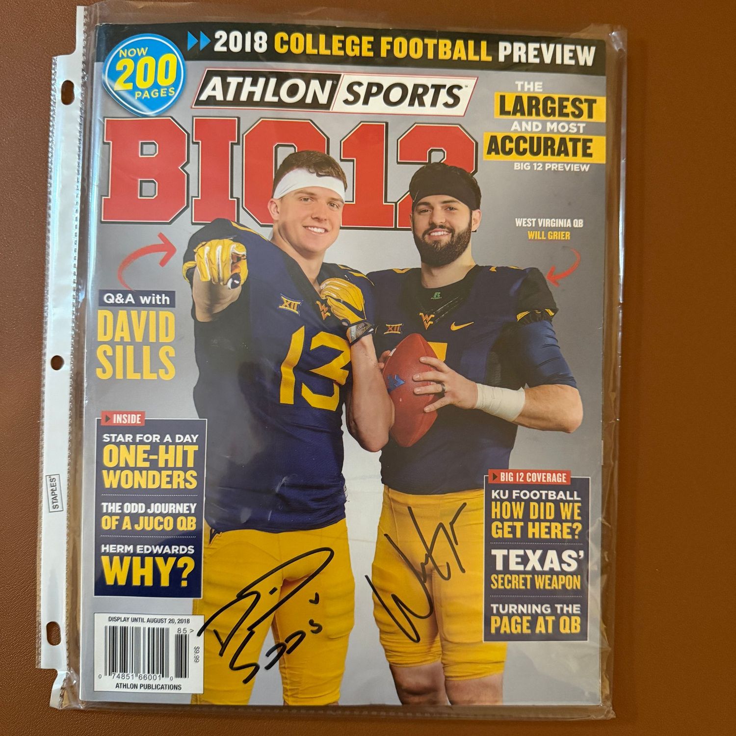 Autographed magazine #74 Will Grier, David Sills