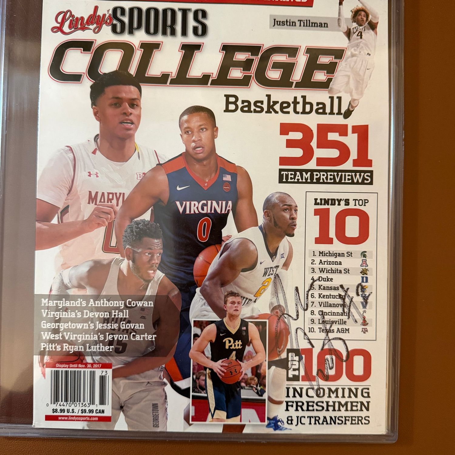 Autographed Lindy's Sports magazine #77 Jevon Carter