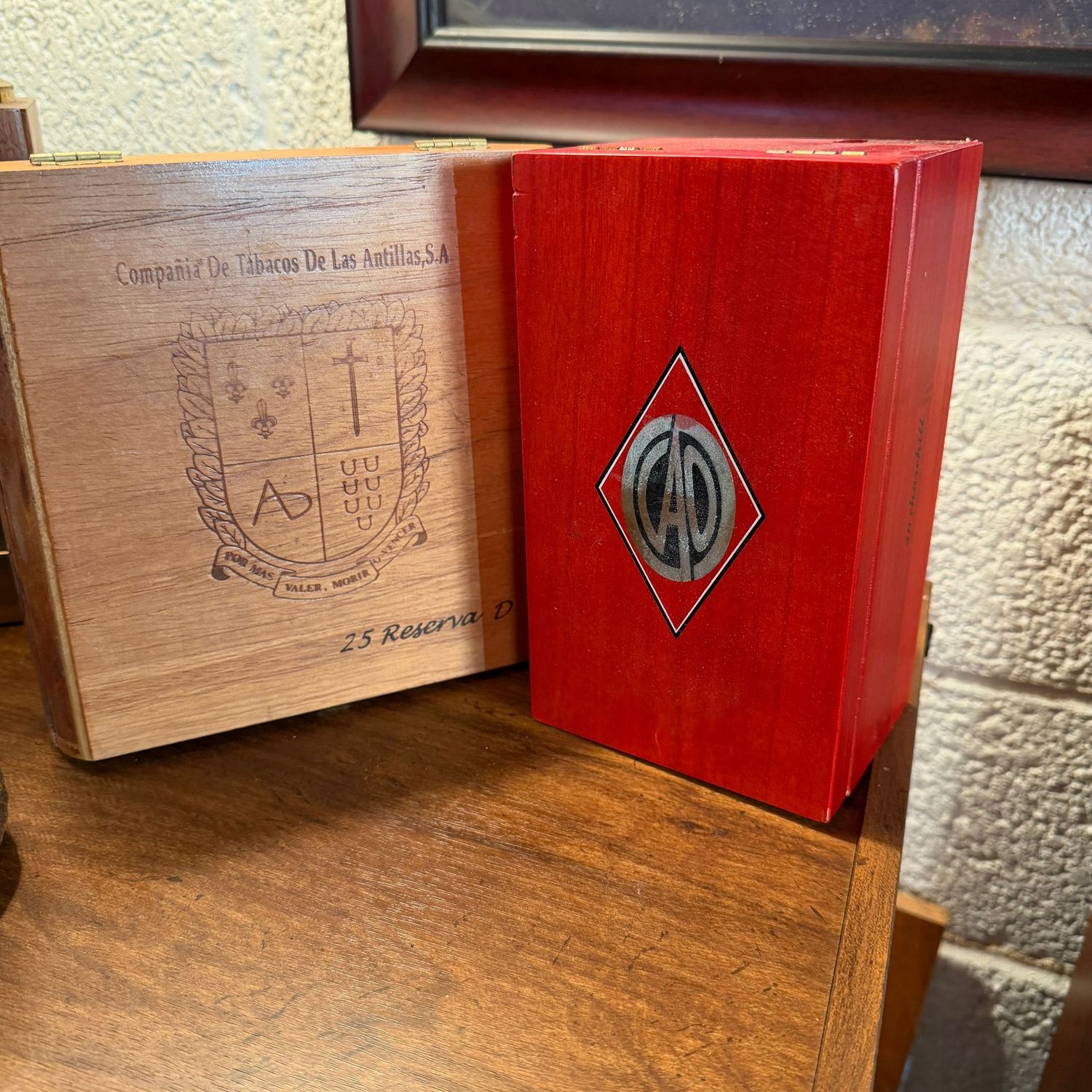 Two wood cigar boxes