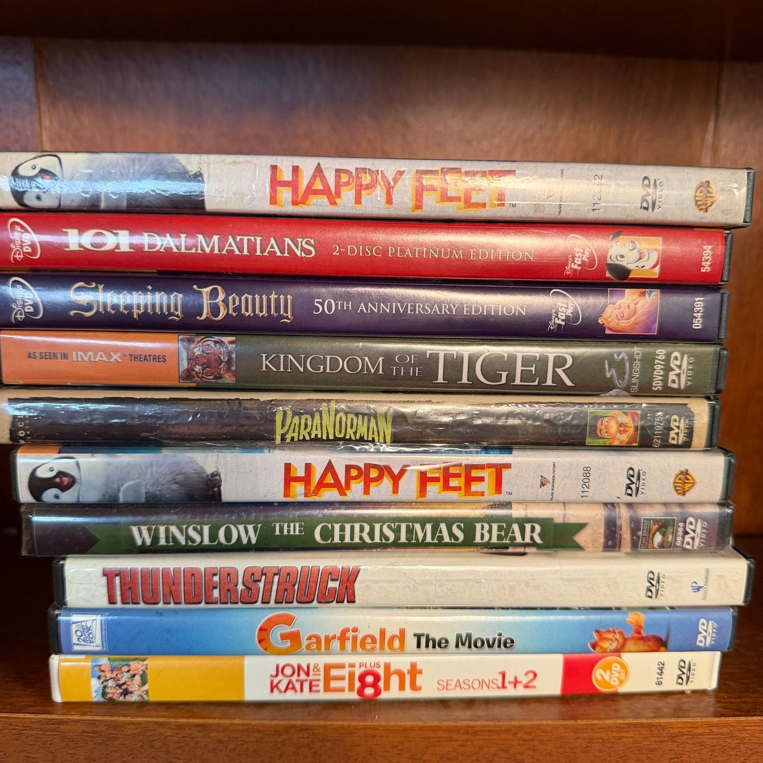 Group of DVDs, mostly children's titles