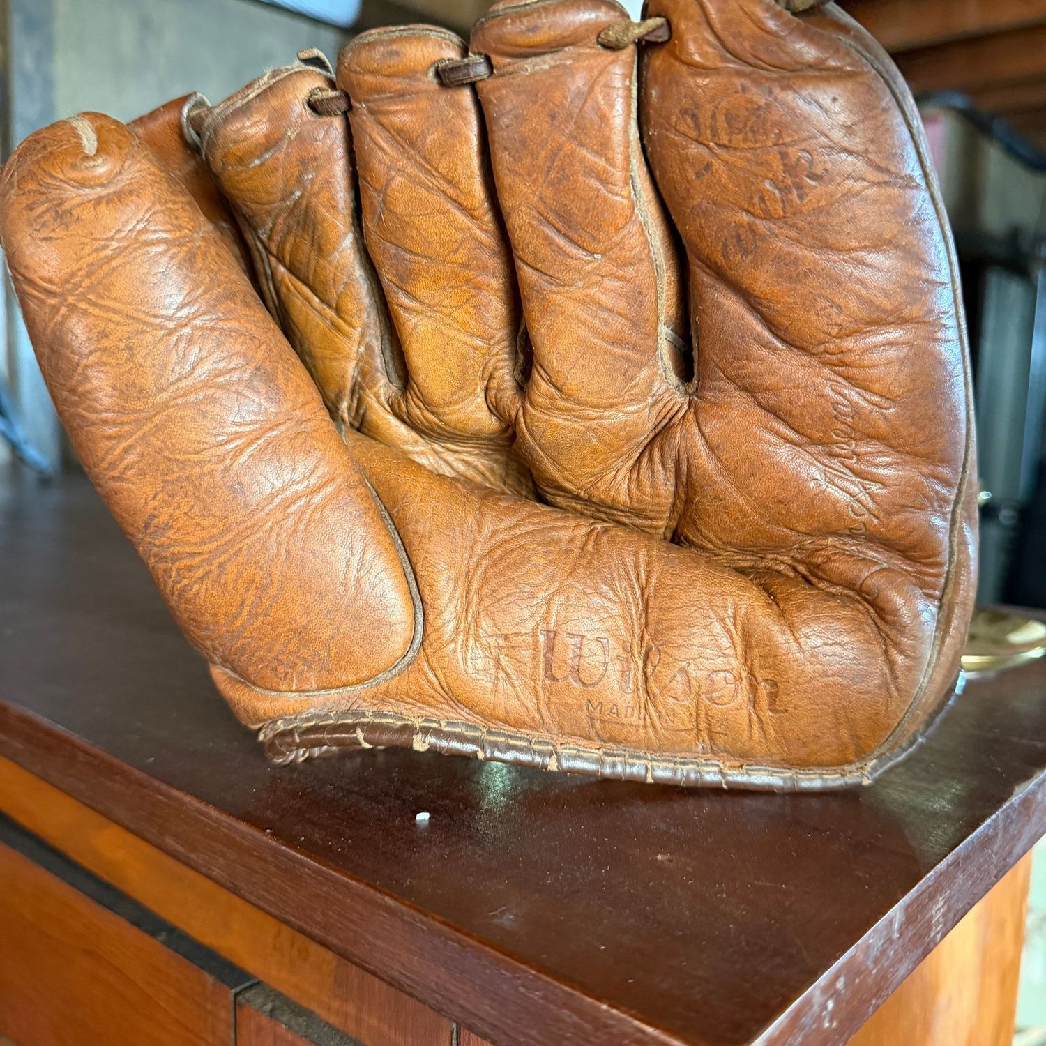 Leather baseball glove, Wilson, Jim Greengrass