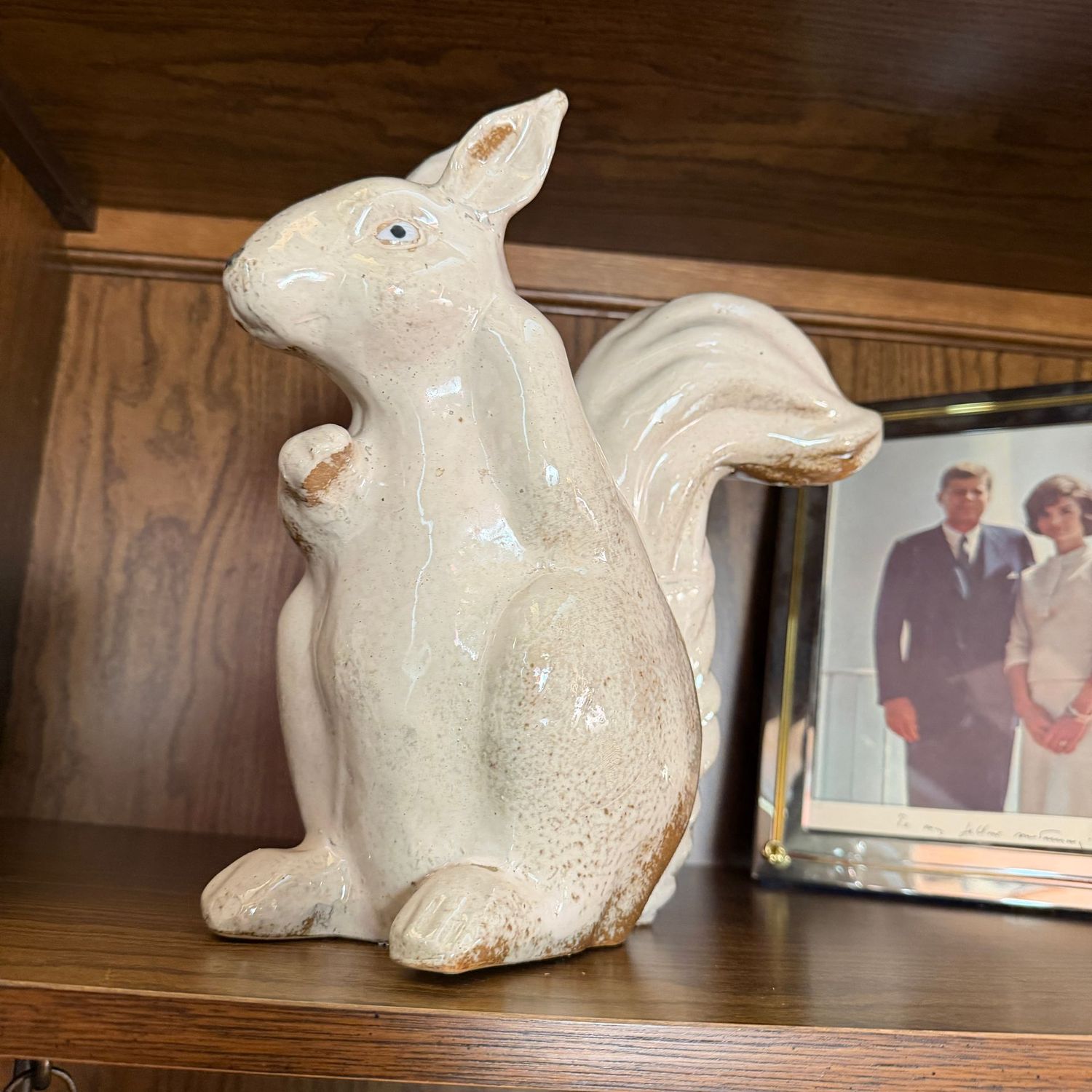 Large glazed pottery/ceramic squirrel, 18"H