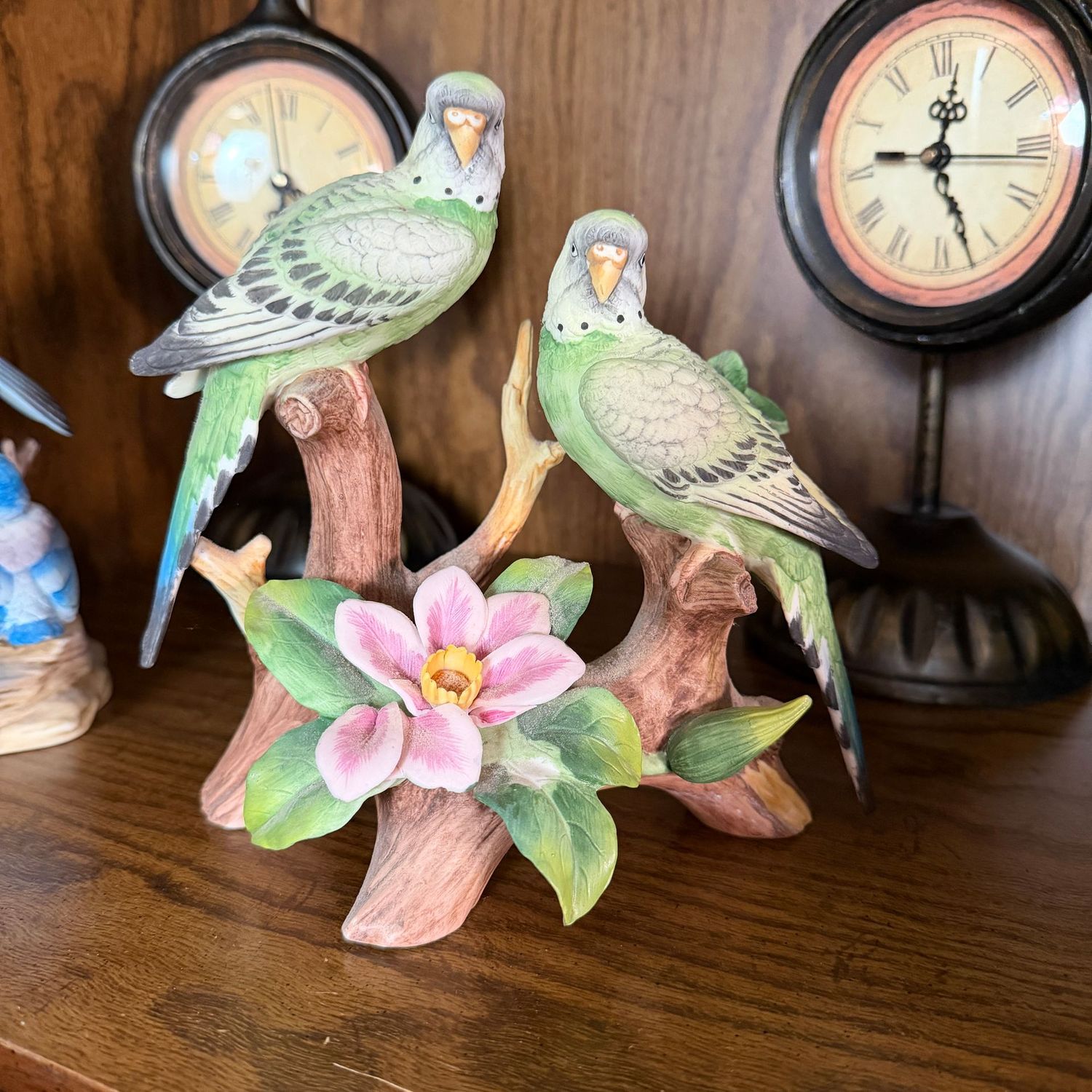 Andrea Sadek porcelain parakeet figurine, 8"
