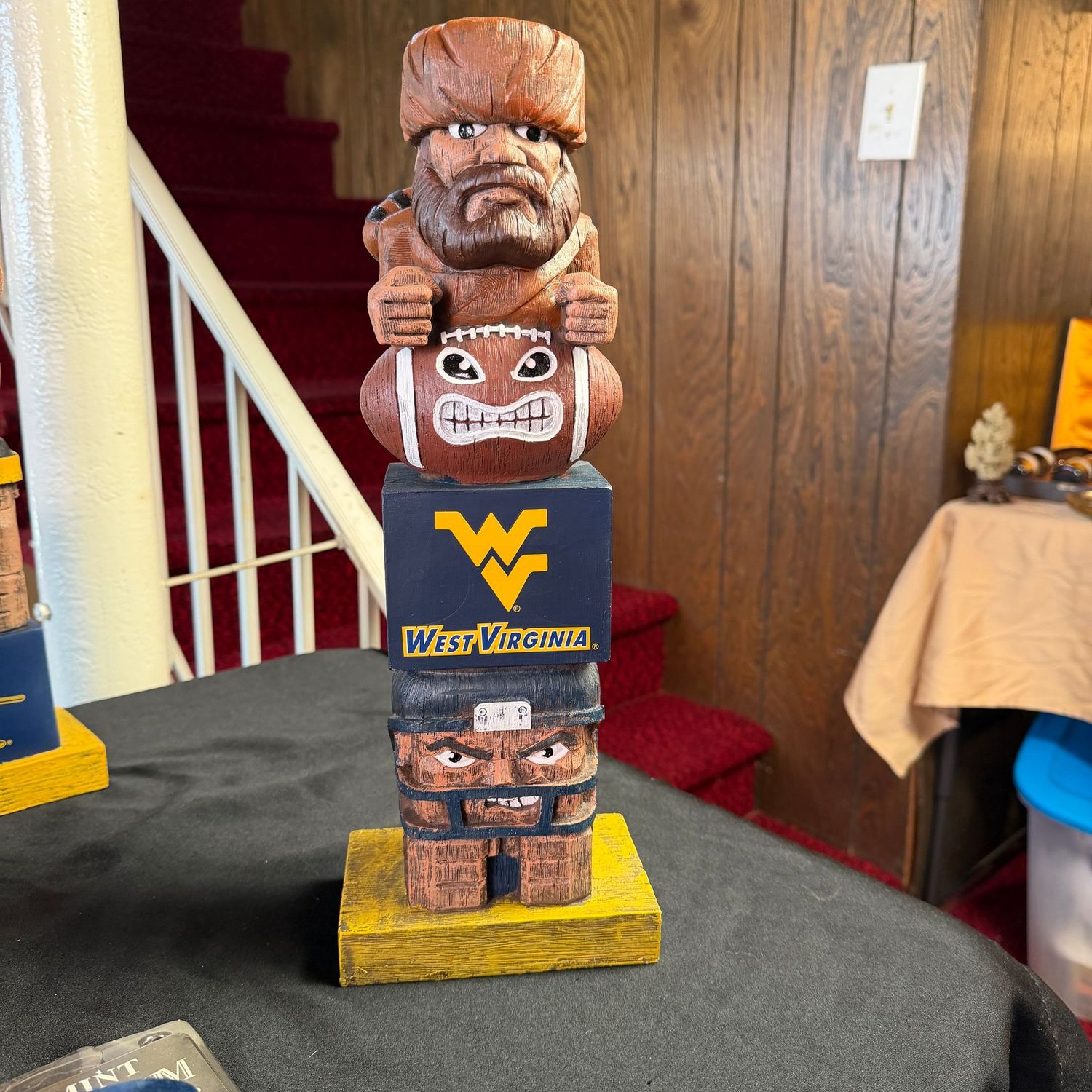 WVU Football Tiki Totem, 16"