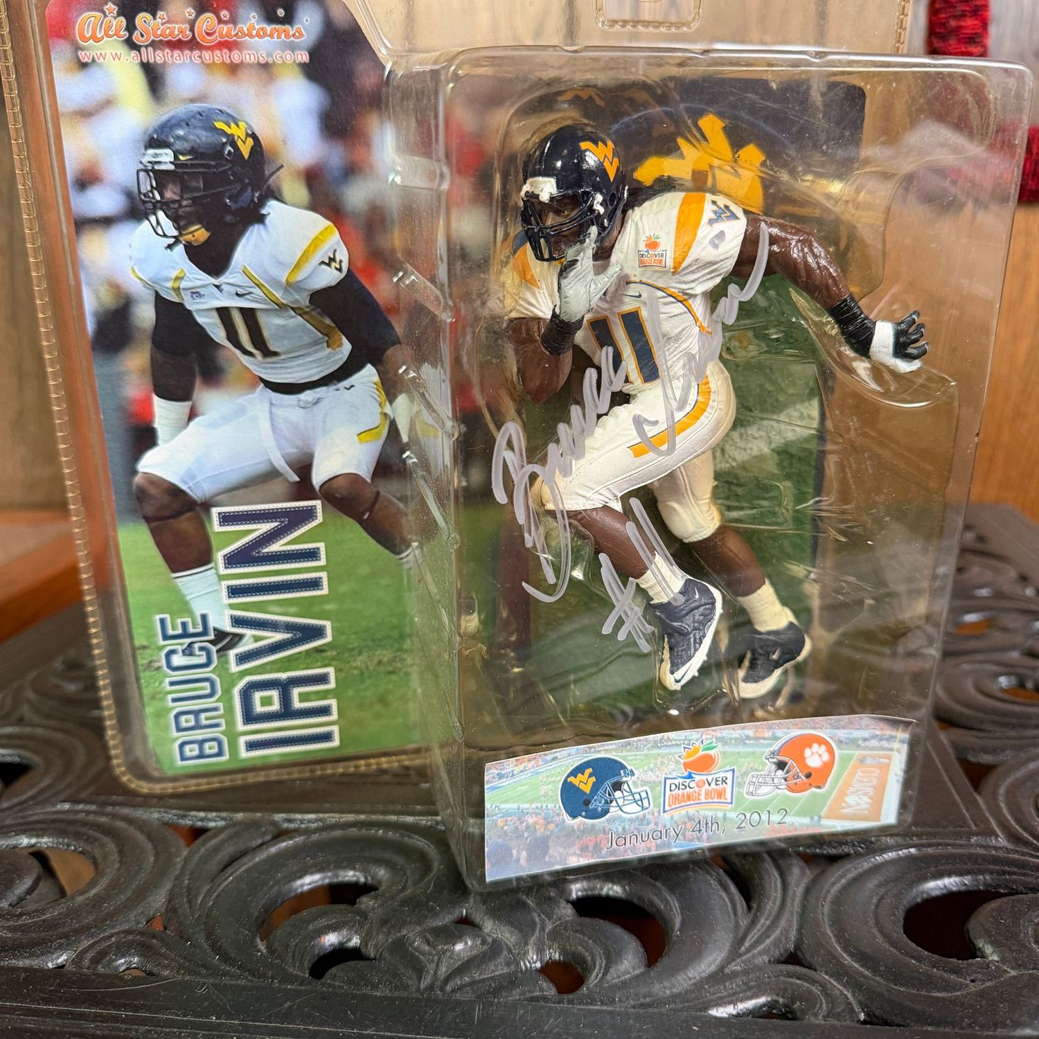Action Figure C, Bruce Irvin, WVU Orange Bowl, Signed