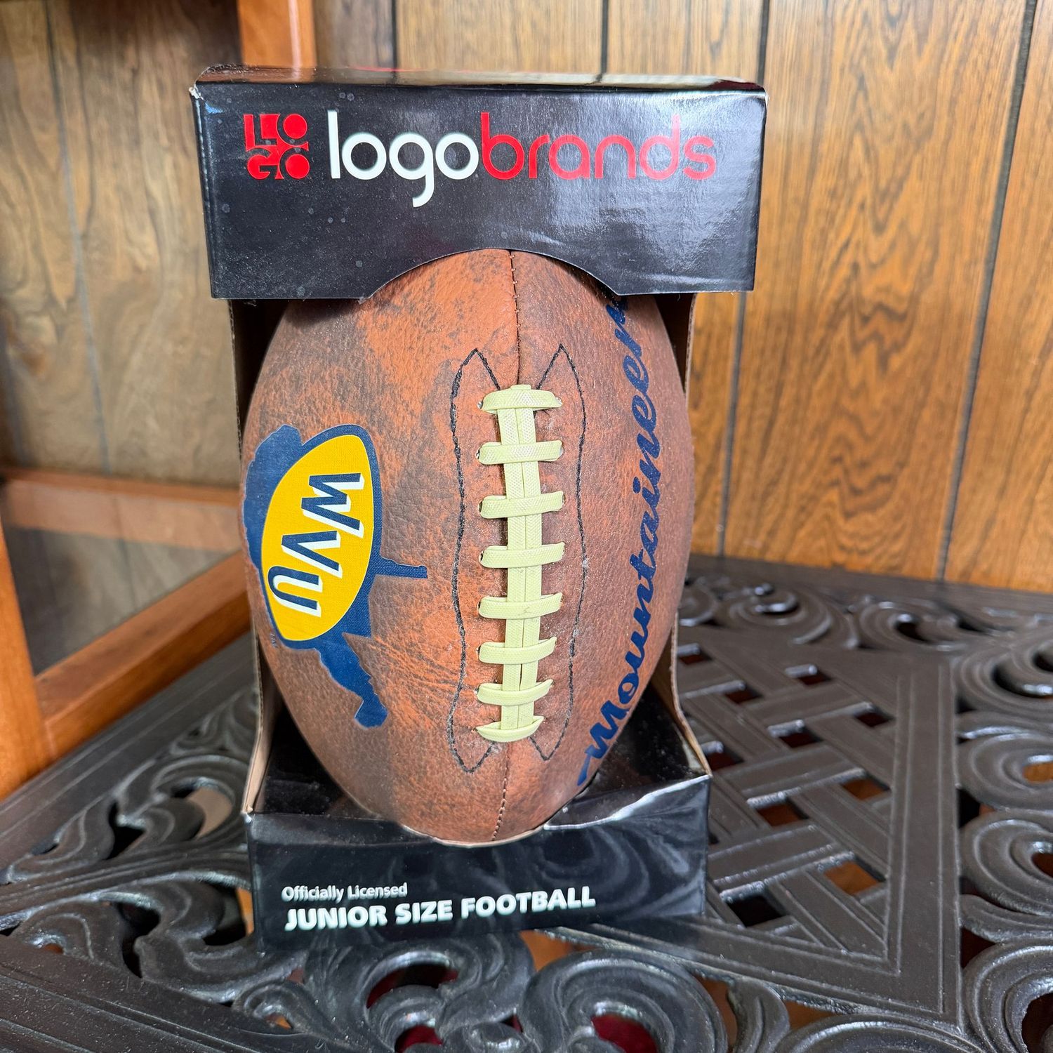 Logo Brands junior size WVU Mountaineers football in box