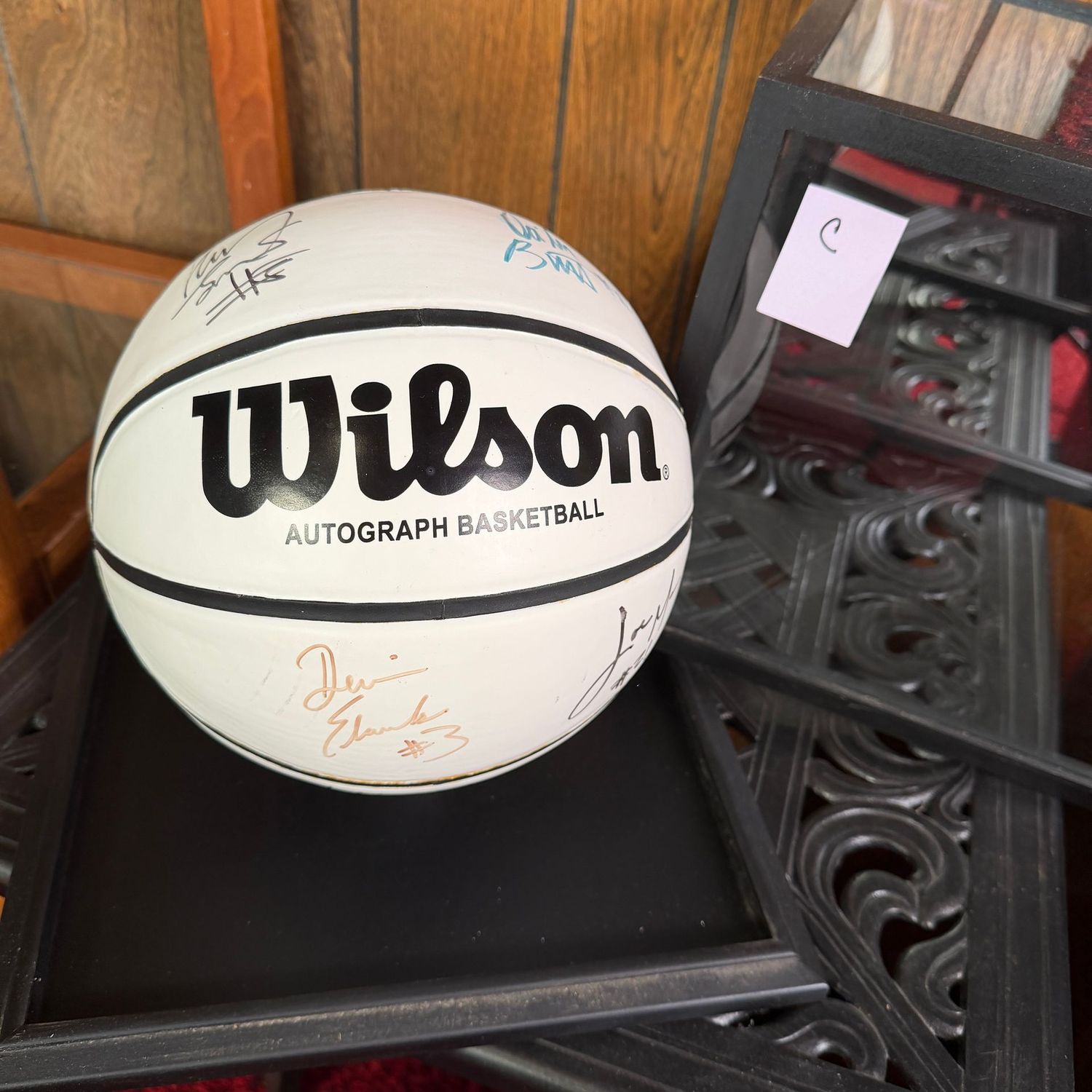 Autographed WVU Basketball in Case C, Devin Ebanks, Jonnie West, Joe Mazzulla, Da'Sean Butler, Bob Huggins