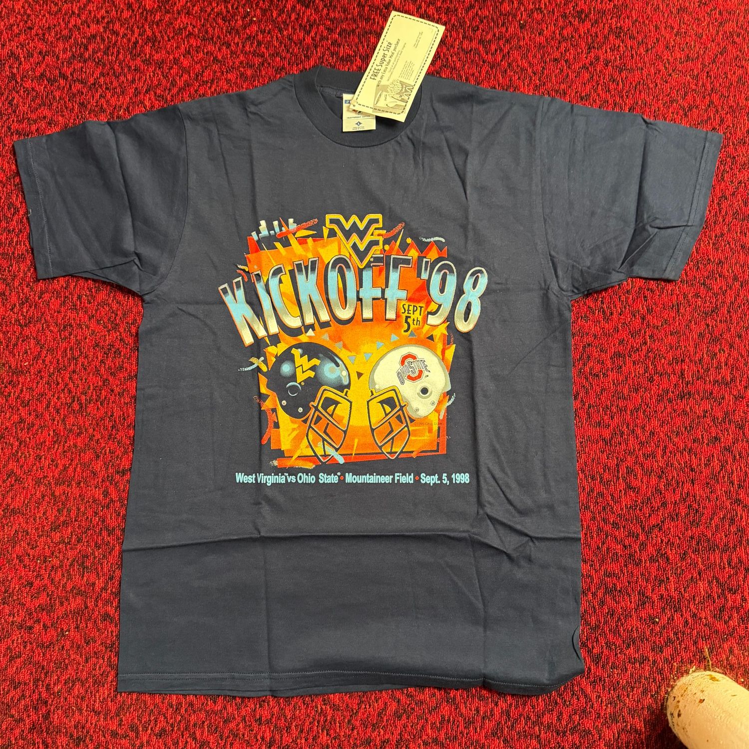 Vintage t-shirt 1998 WVU vs. Ohio State University, Mountaineer Field, (Unworn) size L