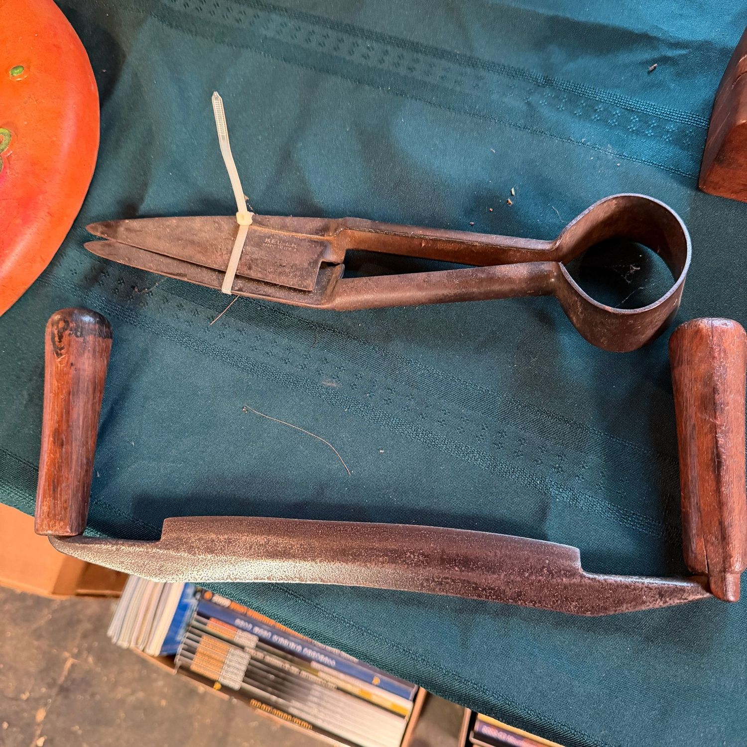 Antique sheep shears and draw knife