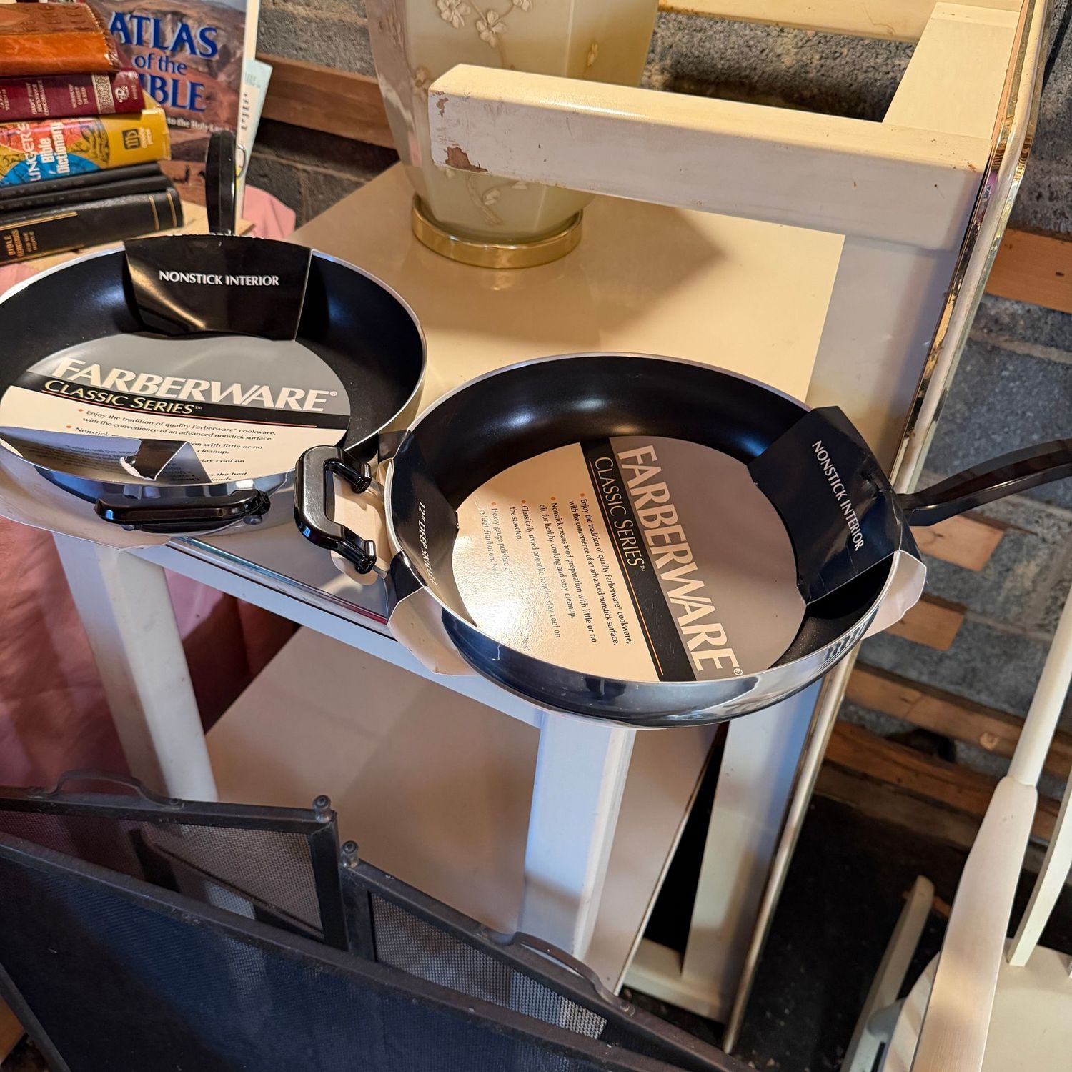 Pair of Farberware 12" deep skillets in packaging