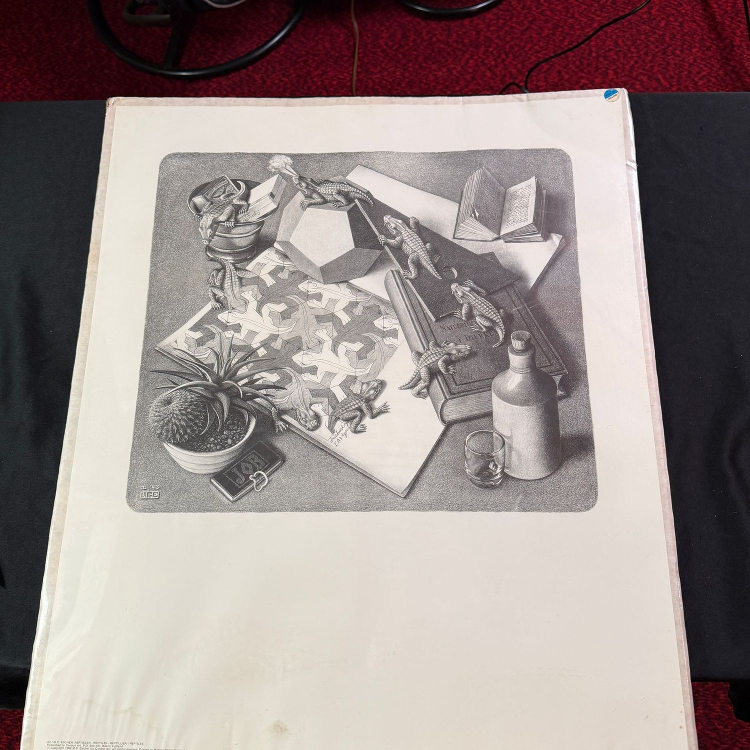 Poster, M.C. Escher, Reptiles, some foxing, 25" x 21"