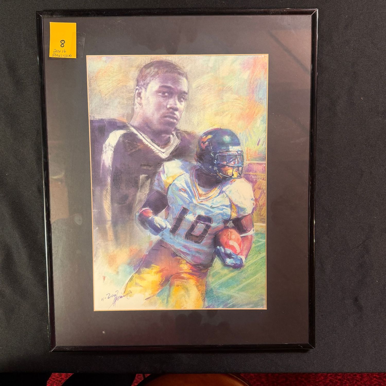 Framed poster (metal & Plexiglass) 16x20 #8, appears to be Steve Slaton