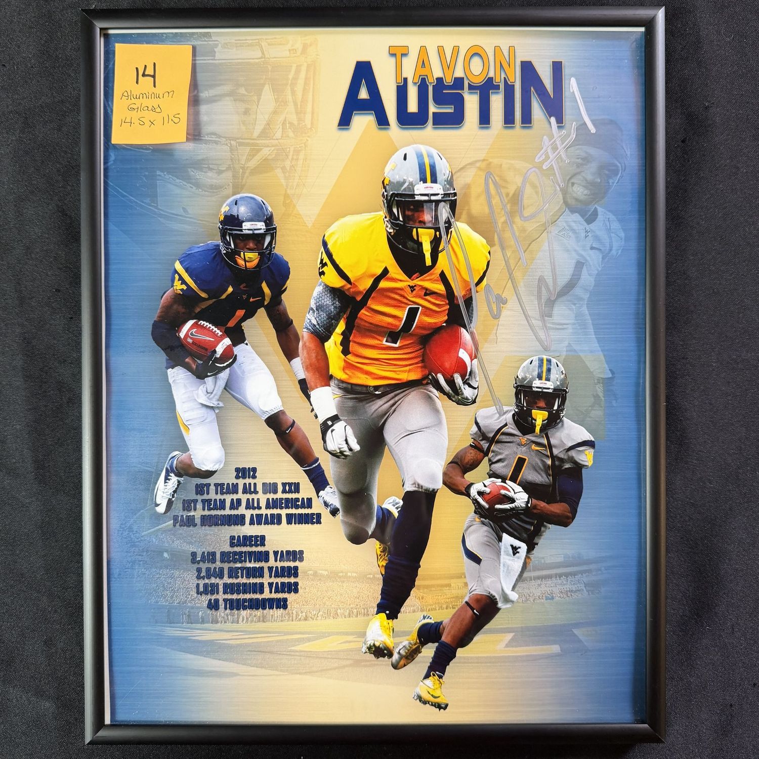Framed & Signed (Aluminum & Glass) 14.5x11.5 #14, Tavon Austin