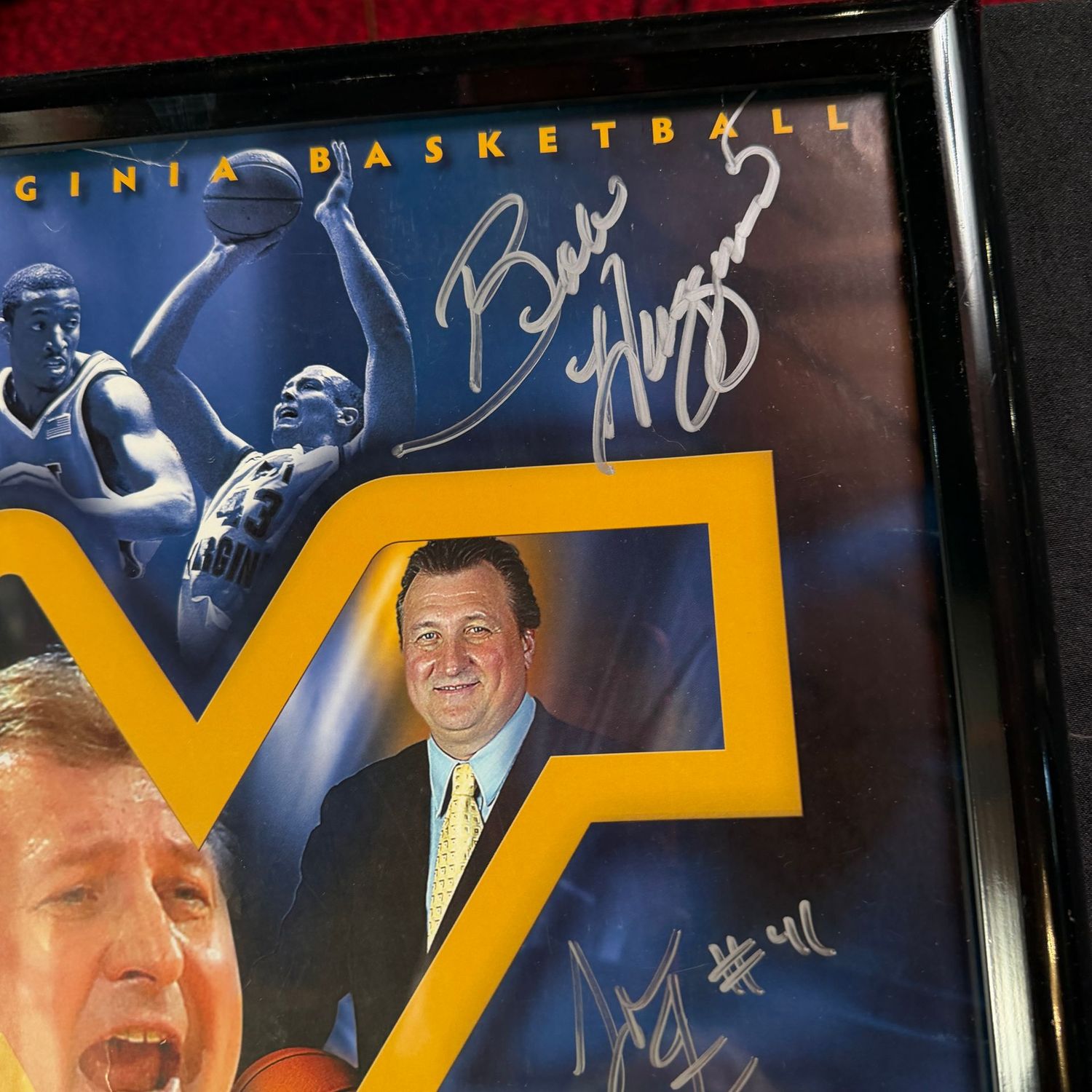 Framed & Signed (wood w/plexiglass) 19x25, #27, Bob Huggins, Joe Mazzulla, Da'Sean Butler, and more