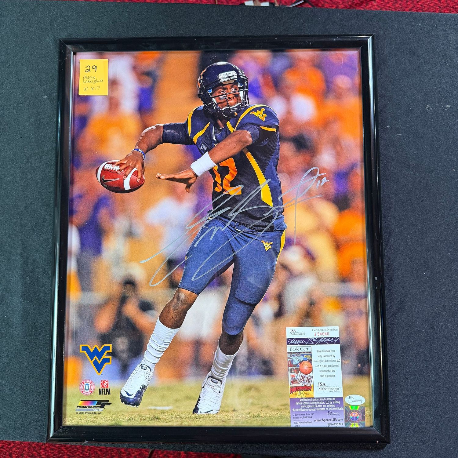 Framed & Signed (plastic w/plexiglass) 21x17, #29, JSA certified, Geno Smith