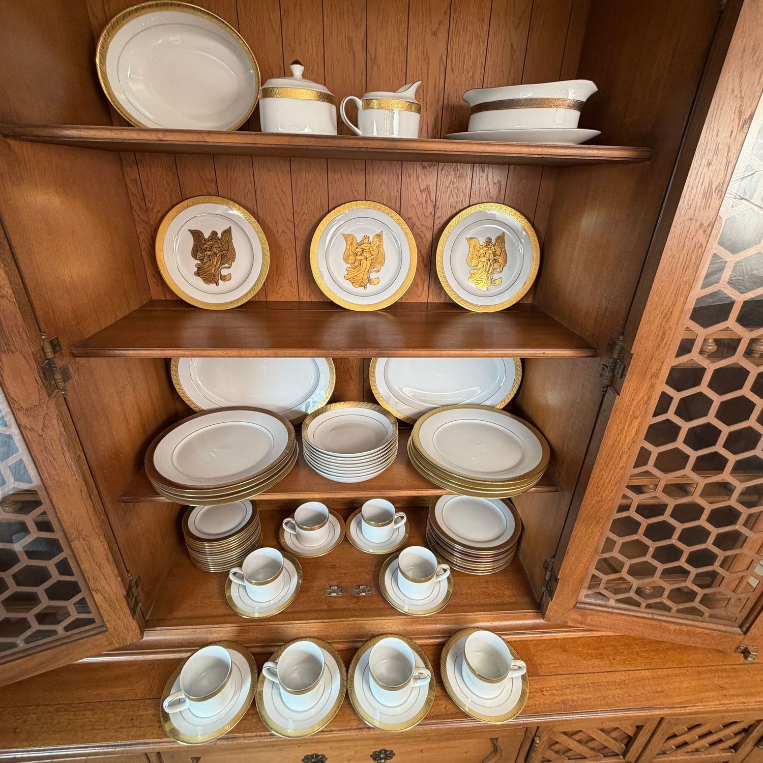 Large Centurion China set with gold accents, service for 8 with extra pieces