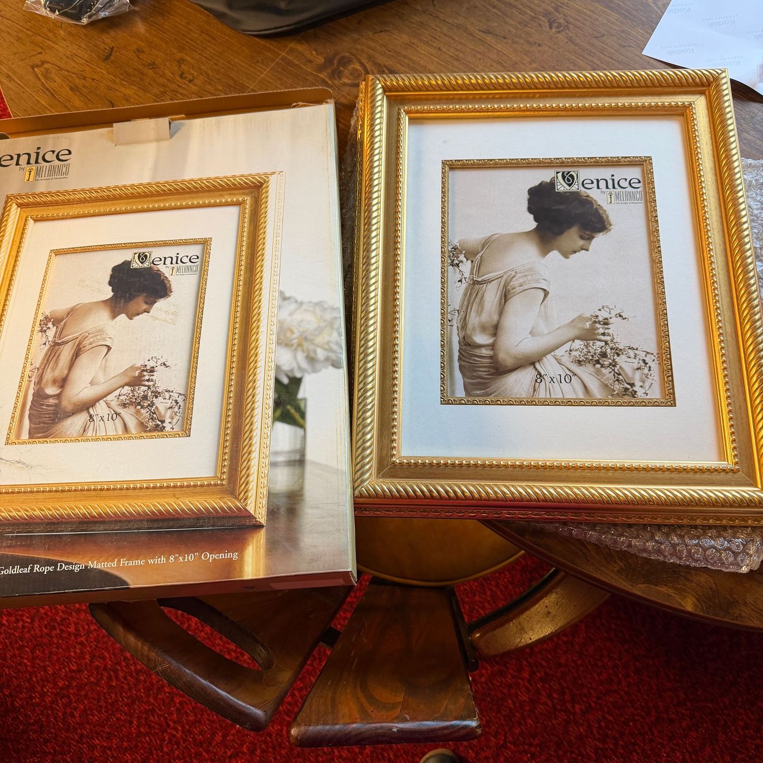 Large frame with gold matting, used, gold frame is 17.5" x 14"