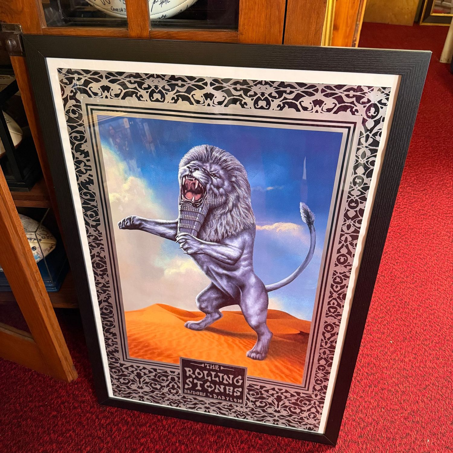 Large Rolling Stones framed poster with border, 1997, Bridges to Babylon, 38" x 26"