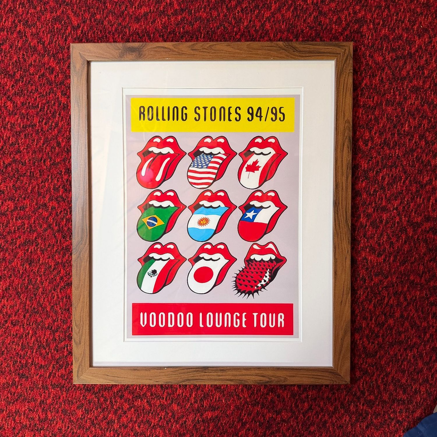 Rolling Stones framed poster, Voodoo Lounge Tour, 22" x 17"
