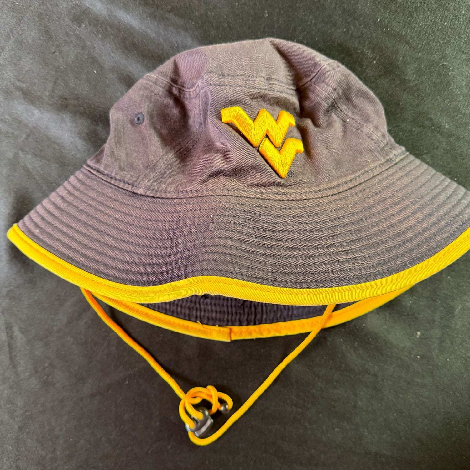 WVU blue and gold bucket hat, size L