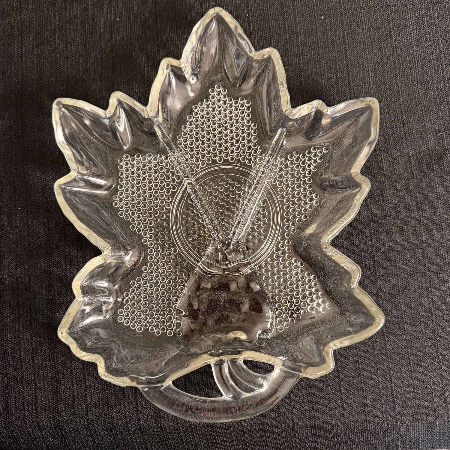 Indiana Glass grape leaf divided dish, 12"
