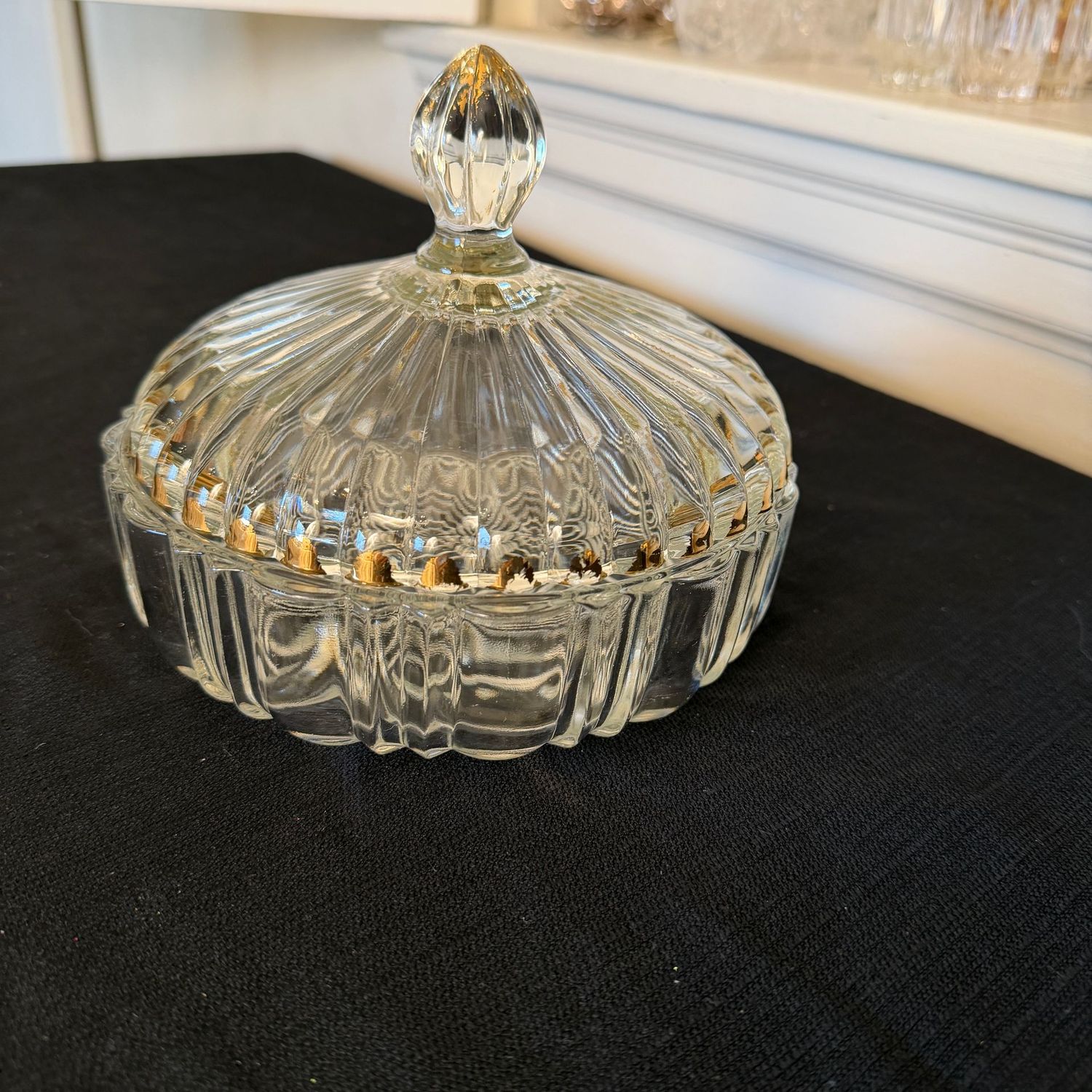 Crystal covered compote (lid is slightly small), 7"W