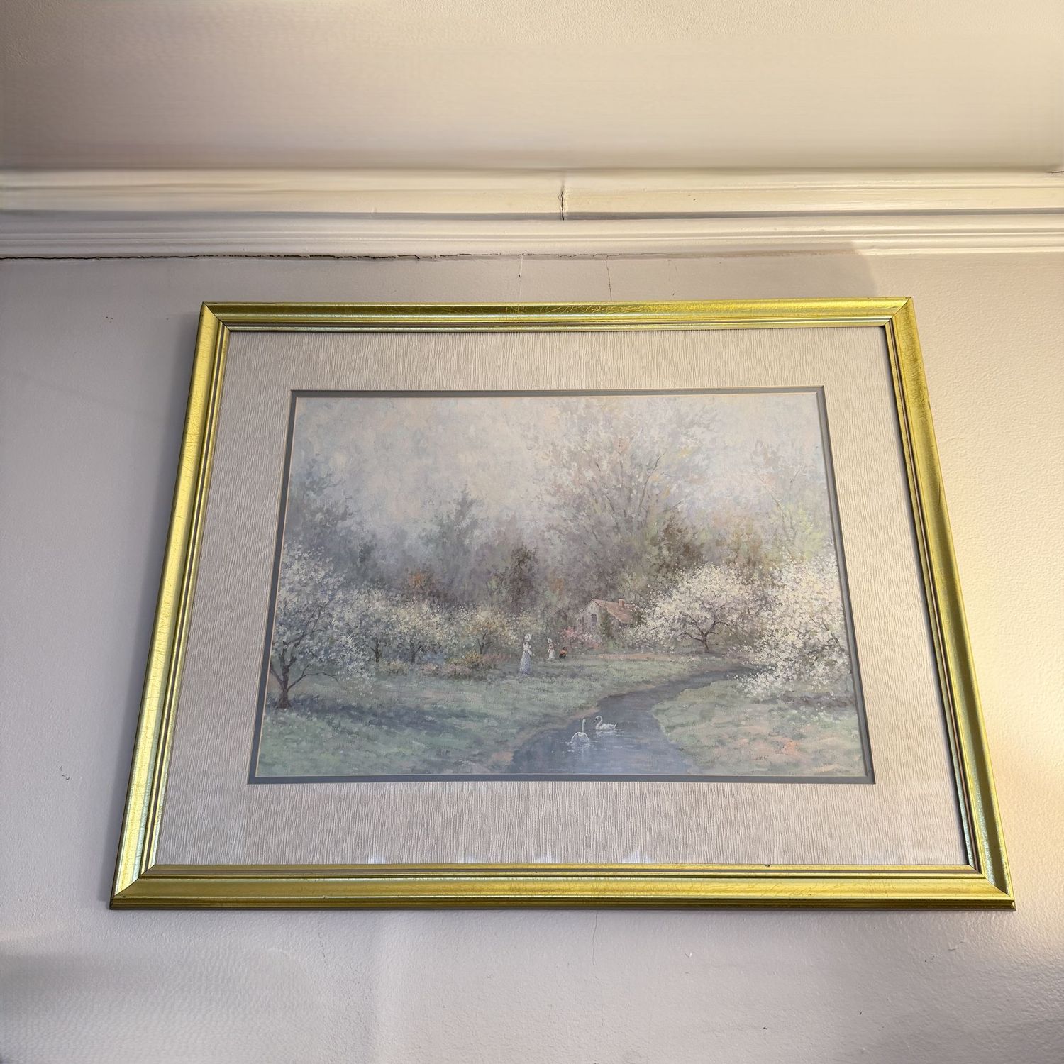 Impressionist landscape, grove by a stream, nicely framed, 24" x 30"