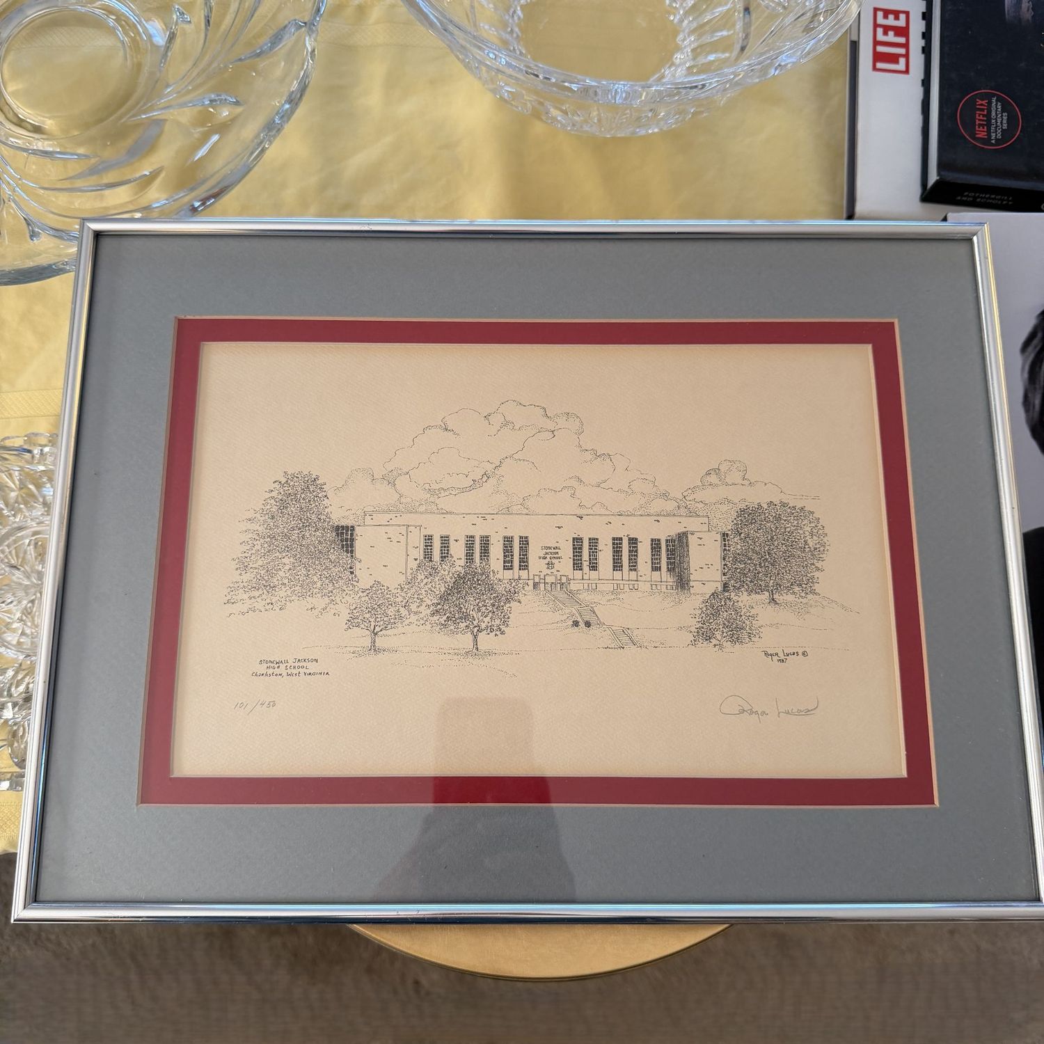 Roger Lucas limited edition print of Stonewall Jackson High School, Charleston, West Virginia, 16" x 12"