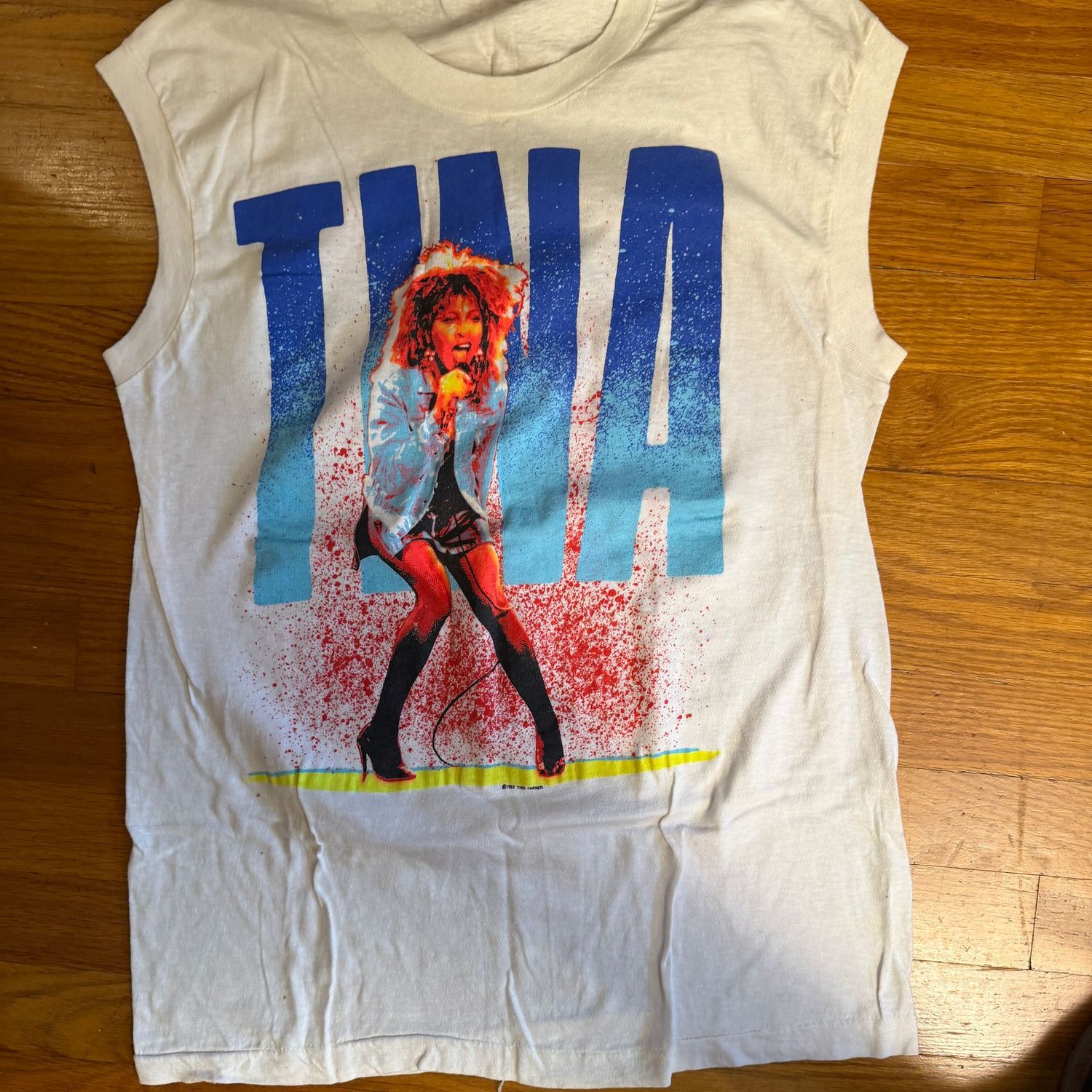 Vintage 1985 Tina Turner sleeveless t-shirt, size L