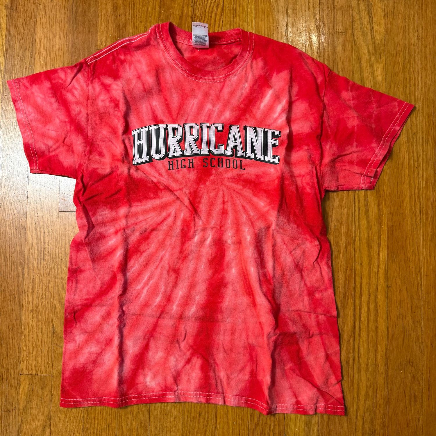Hurricane High School red tie-dye t-shirt, size M