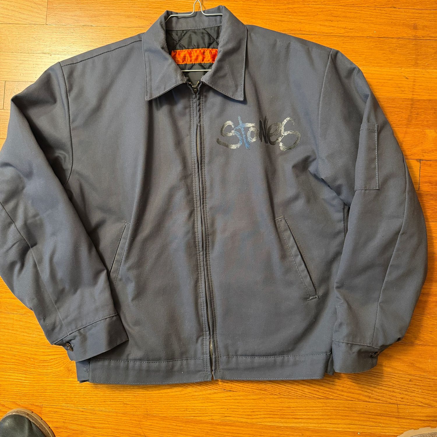 Rolling Stones grey quilt-lined jacket size Medium Regular, some wear