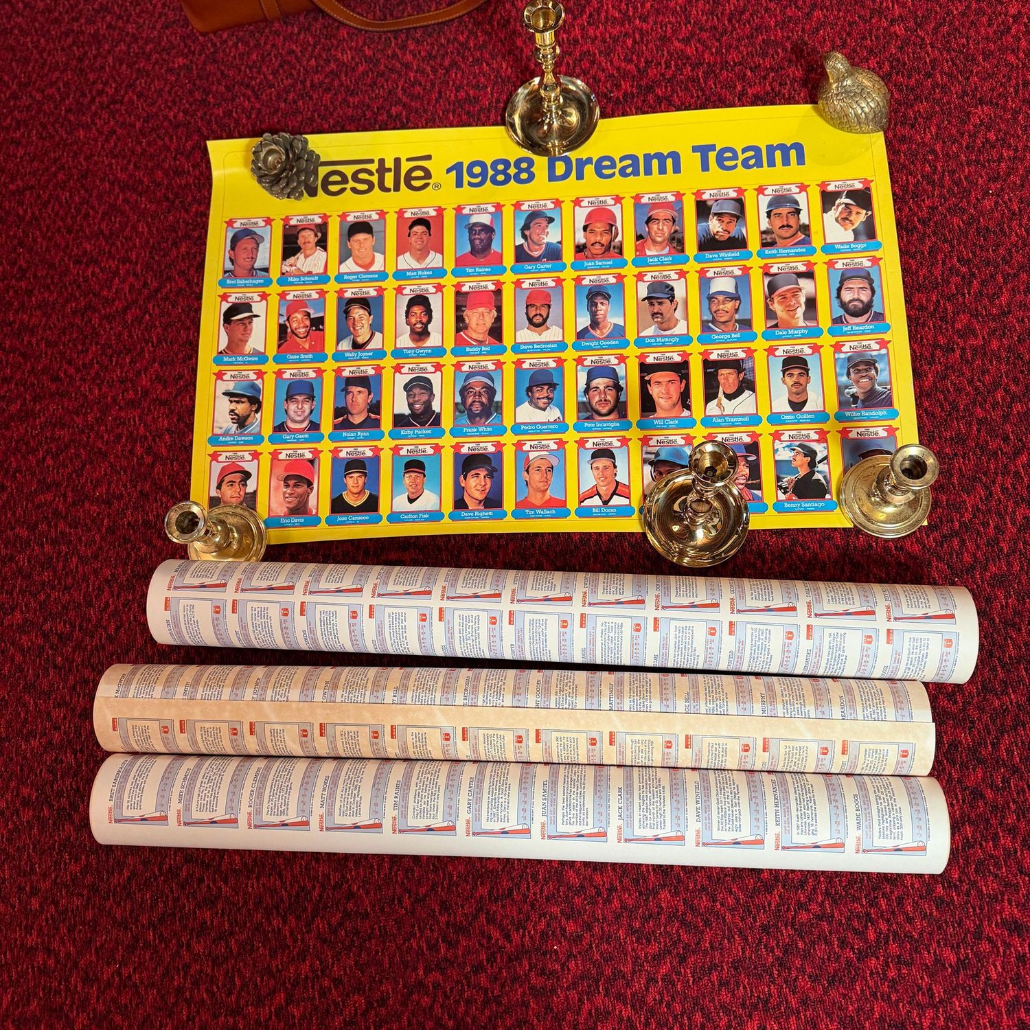 Poster #16 Nestle 1988 Dream Team rolled heavy-weight baseball card sheet (four included) 28" x 18"