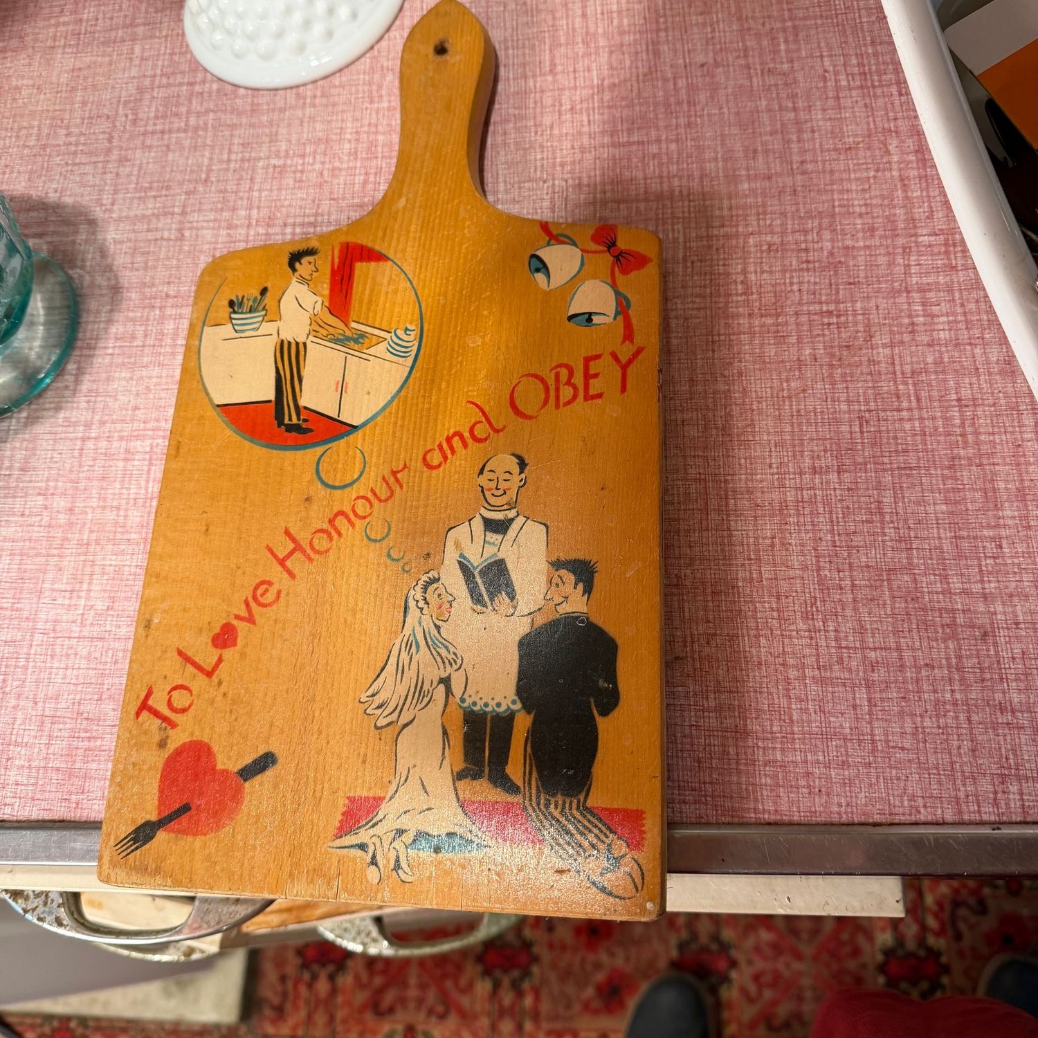 Vintage To Honor (Honour) and Obey cutting board 13"