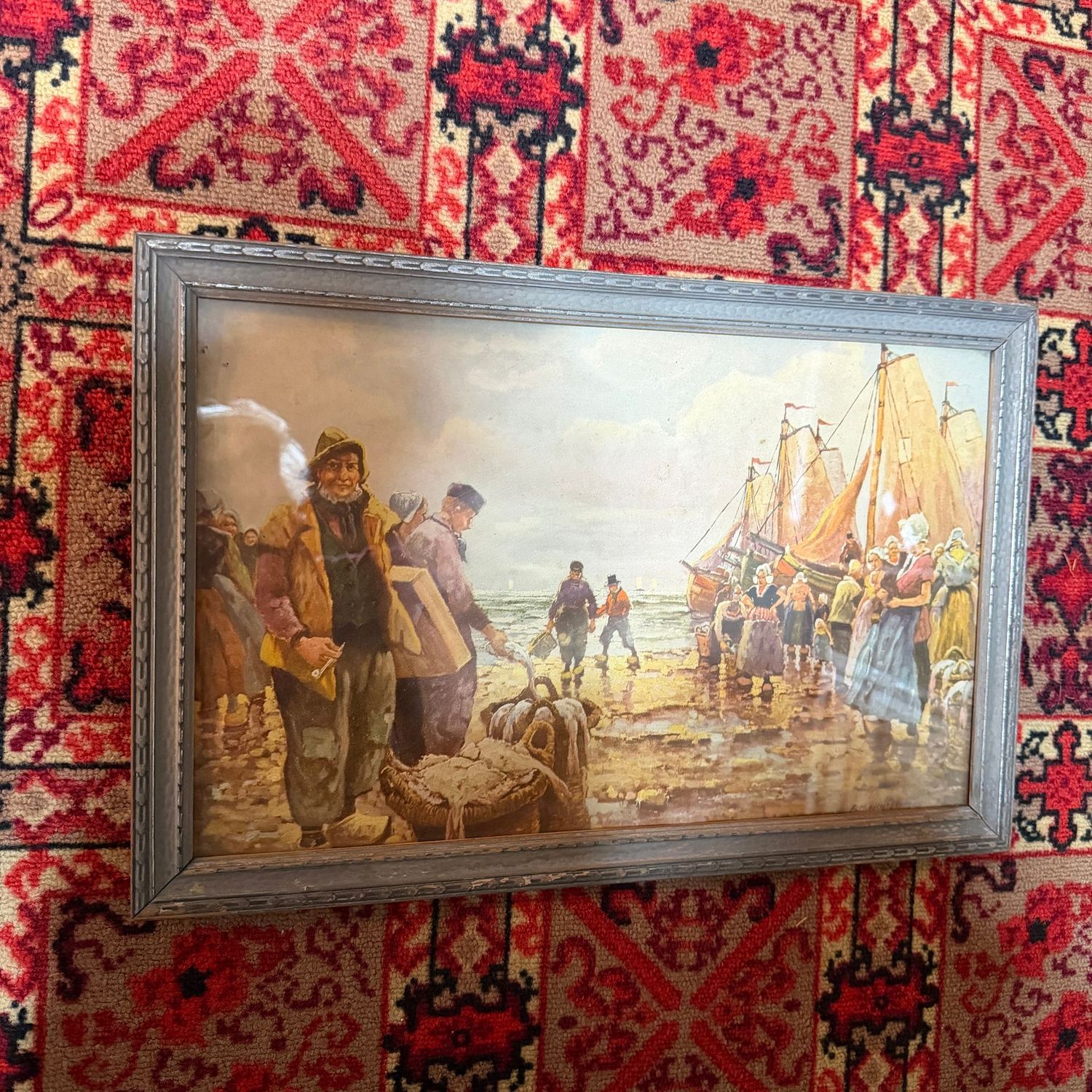 Vintage Richter-Reich fisherman print, 17" x 12"