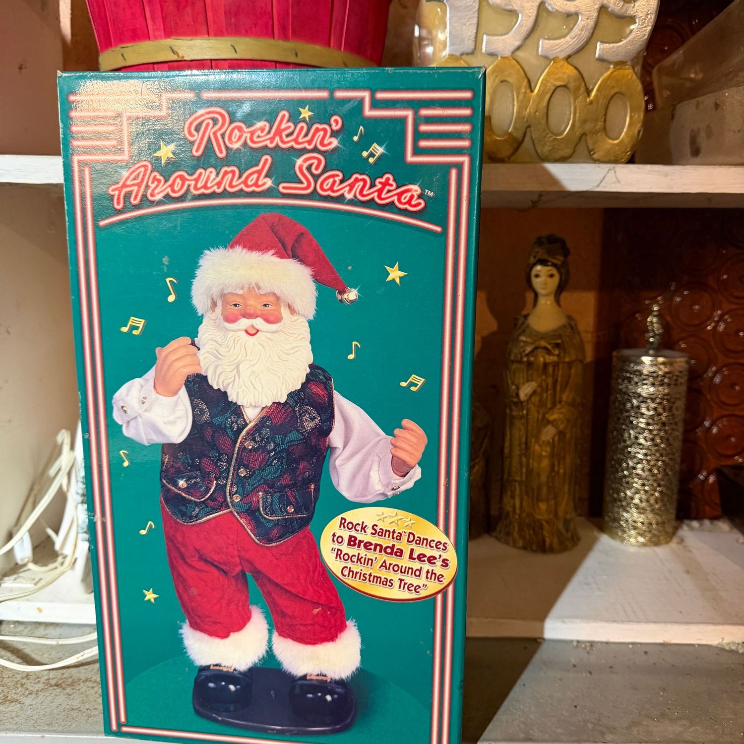 Rockin Around Santa, not tested, box appears unopened, approx. 12"H