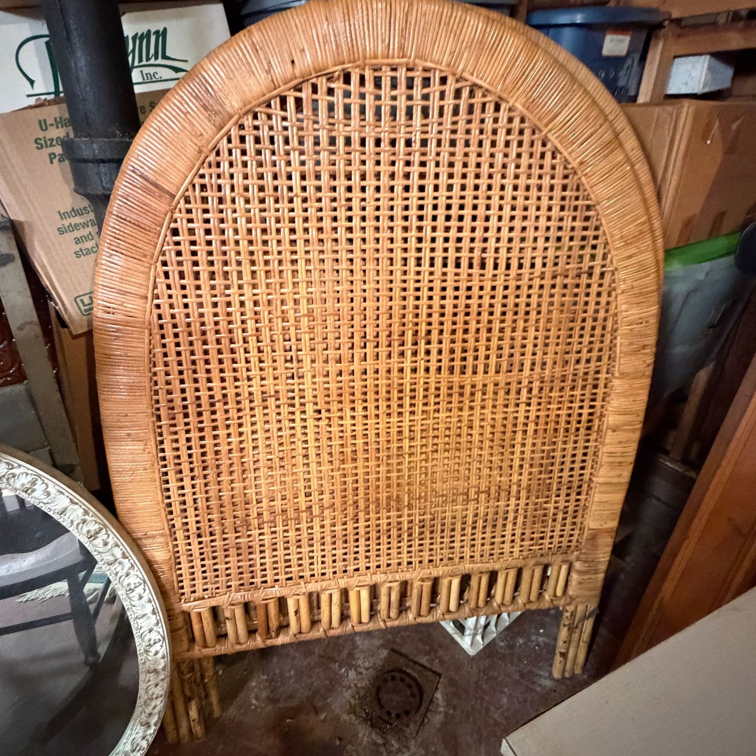 Vintage woven twin-size headboards, overall good condition, some wear, needs some cleaning, 52"H x 36"W (This item is heavy & in the Lower Level)