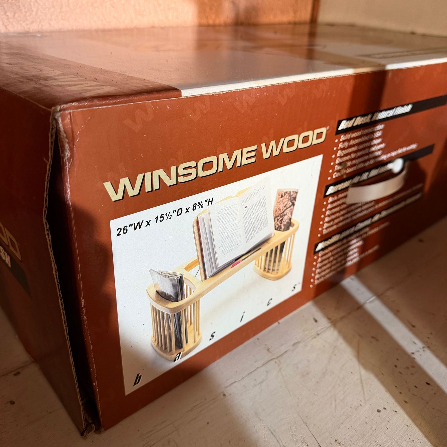 Winsome Wood bed tray, 26"W x 15"D x 8.5"H