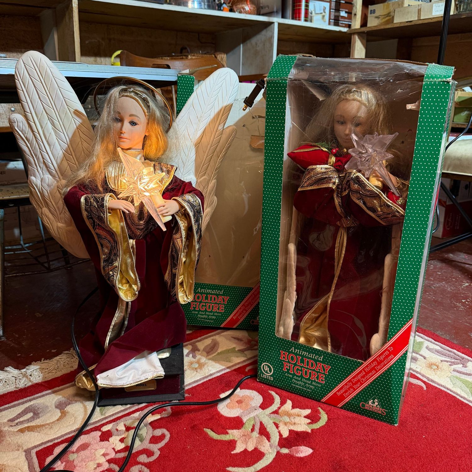 Pair of angel figure decorations, work on initial test, approx. 30"H