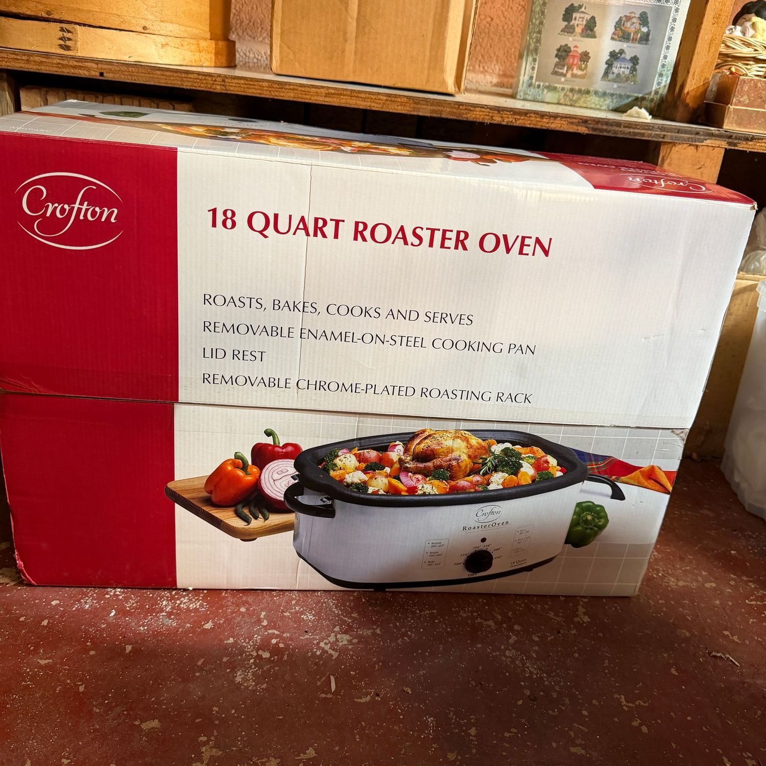 Unopened box with Crofton 18-quart roaster oven (This item is heavy & in the Lower Level)