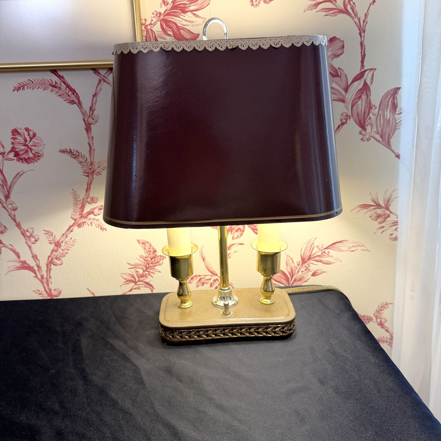 Two-candle Bouillotte desk lamp, 15 Two-candle Bouillotte desk lamp, 15"H x 10"W