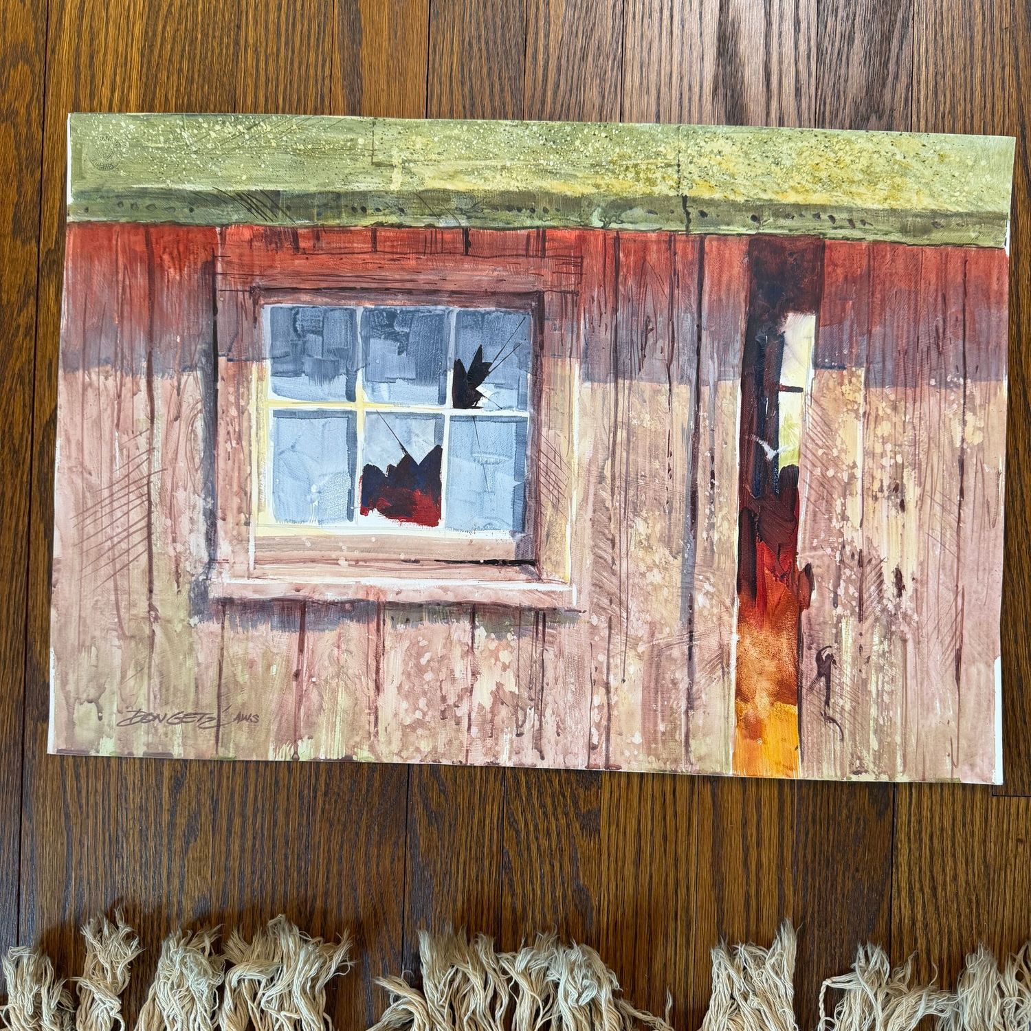 Original painting on paper by Don Getz, 'Sign of the Times', unframed, 22" x 15"