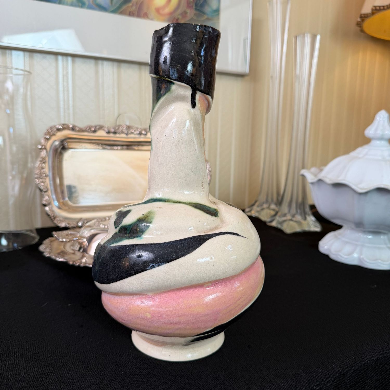 Modernist-style pottery vase, 11"H